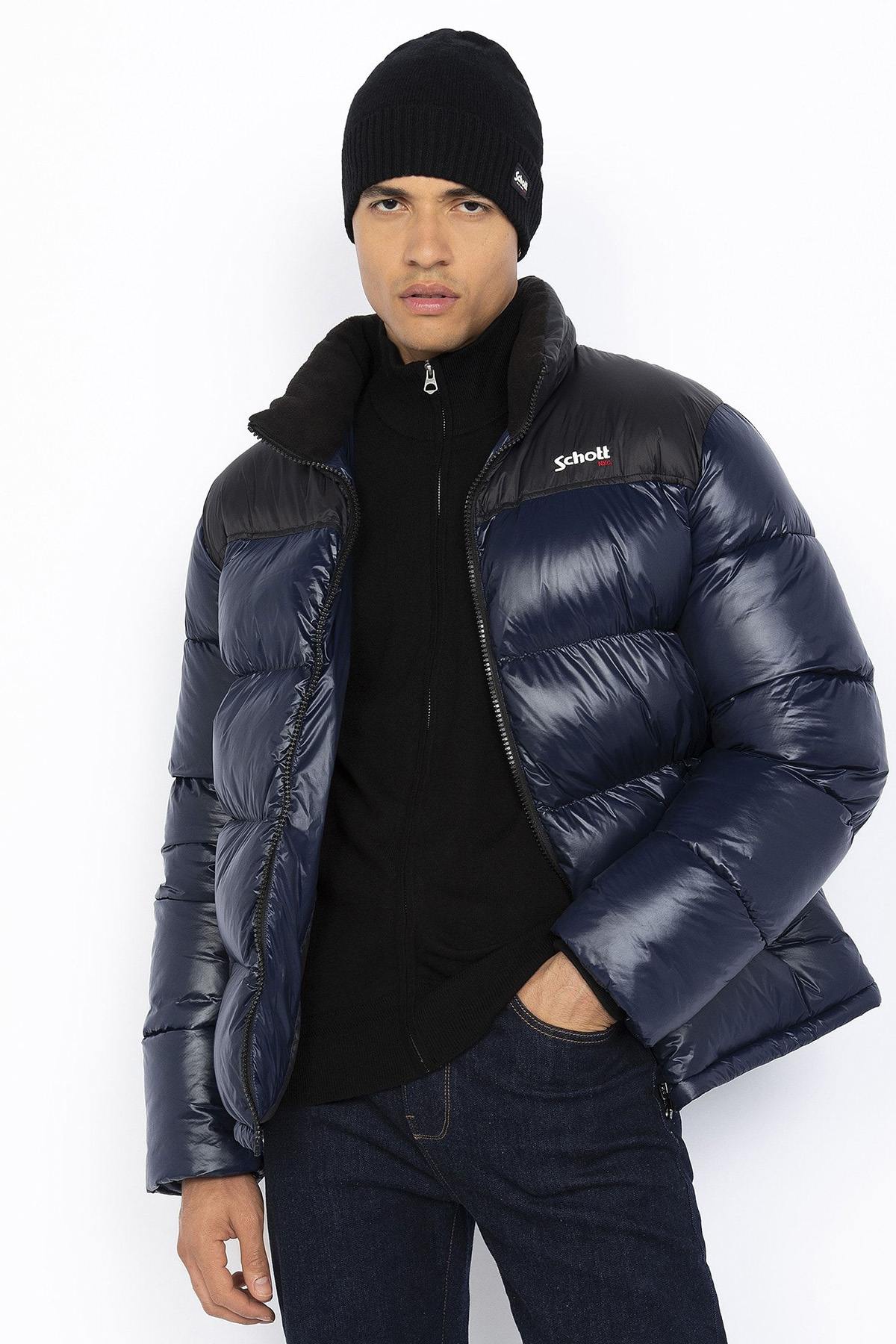 Black and navy nylon down jacket - Image n°2