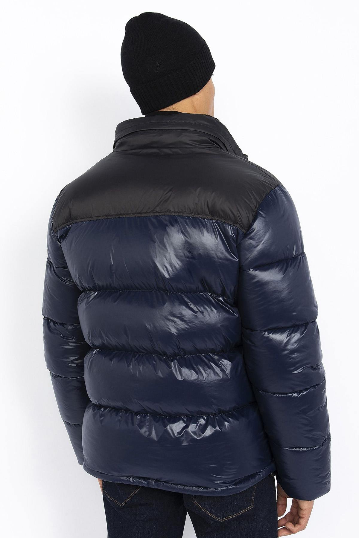 Black and navy nylon down jacket - Image n°3