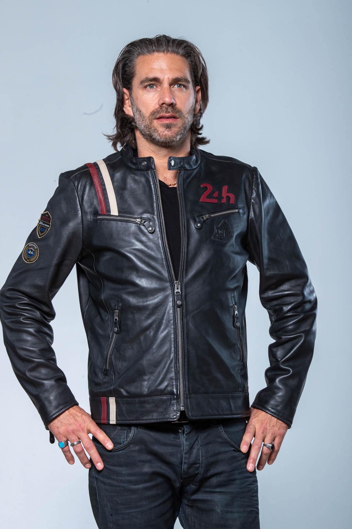 24h Le Mans black leather racing jacket - Image n°4