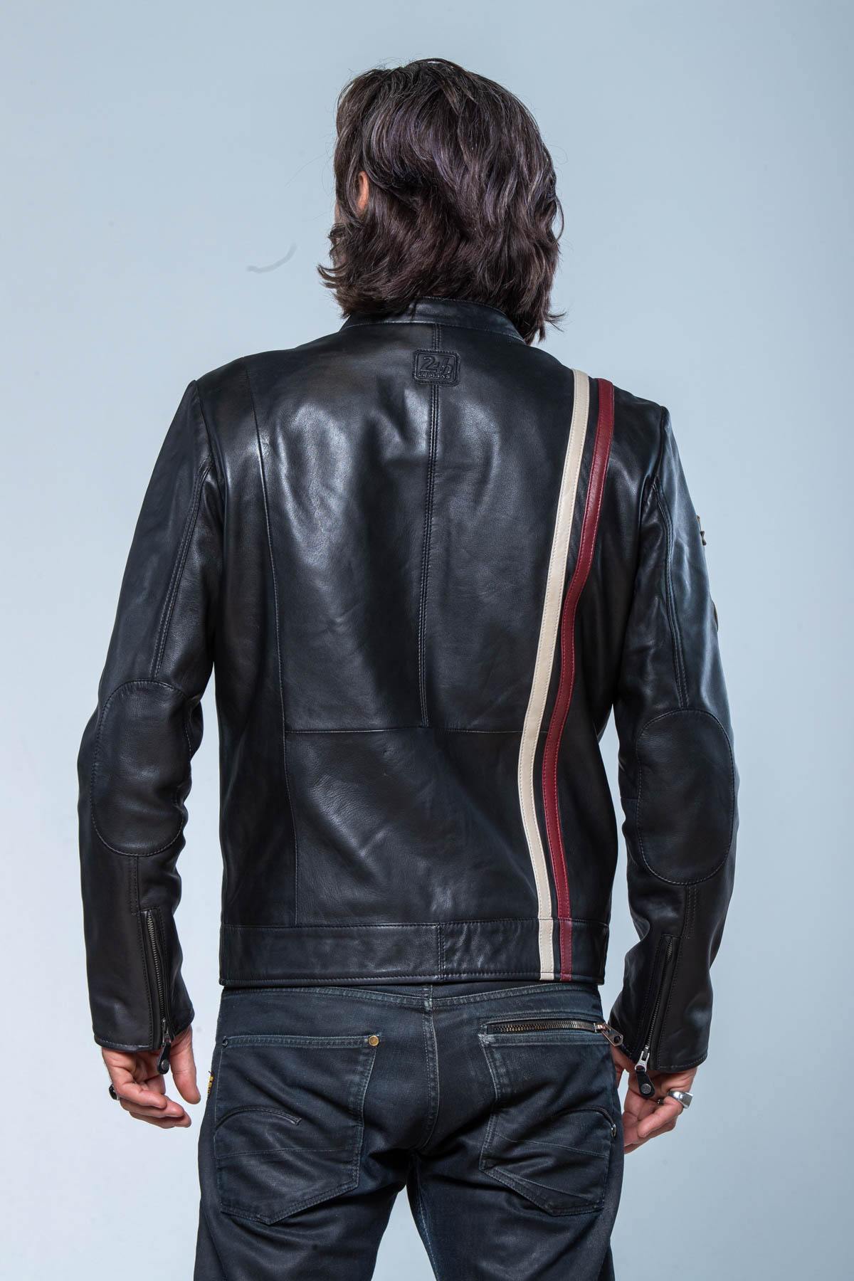 24h Le Mans black leather racing jacket - Image n°2