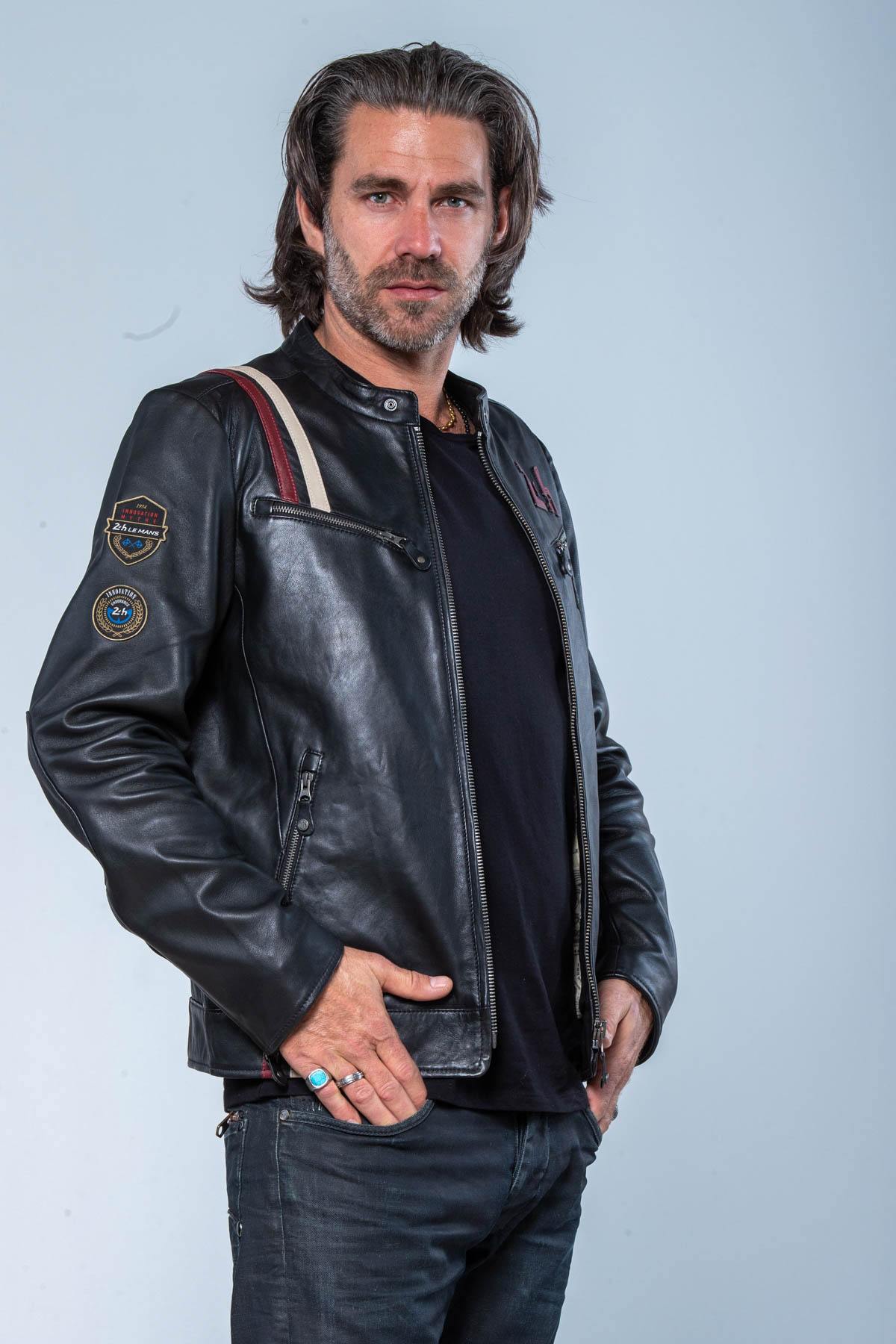 24h Le Mans black leather racing jacket - Image n°3