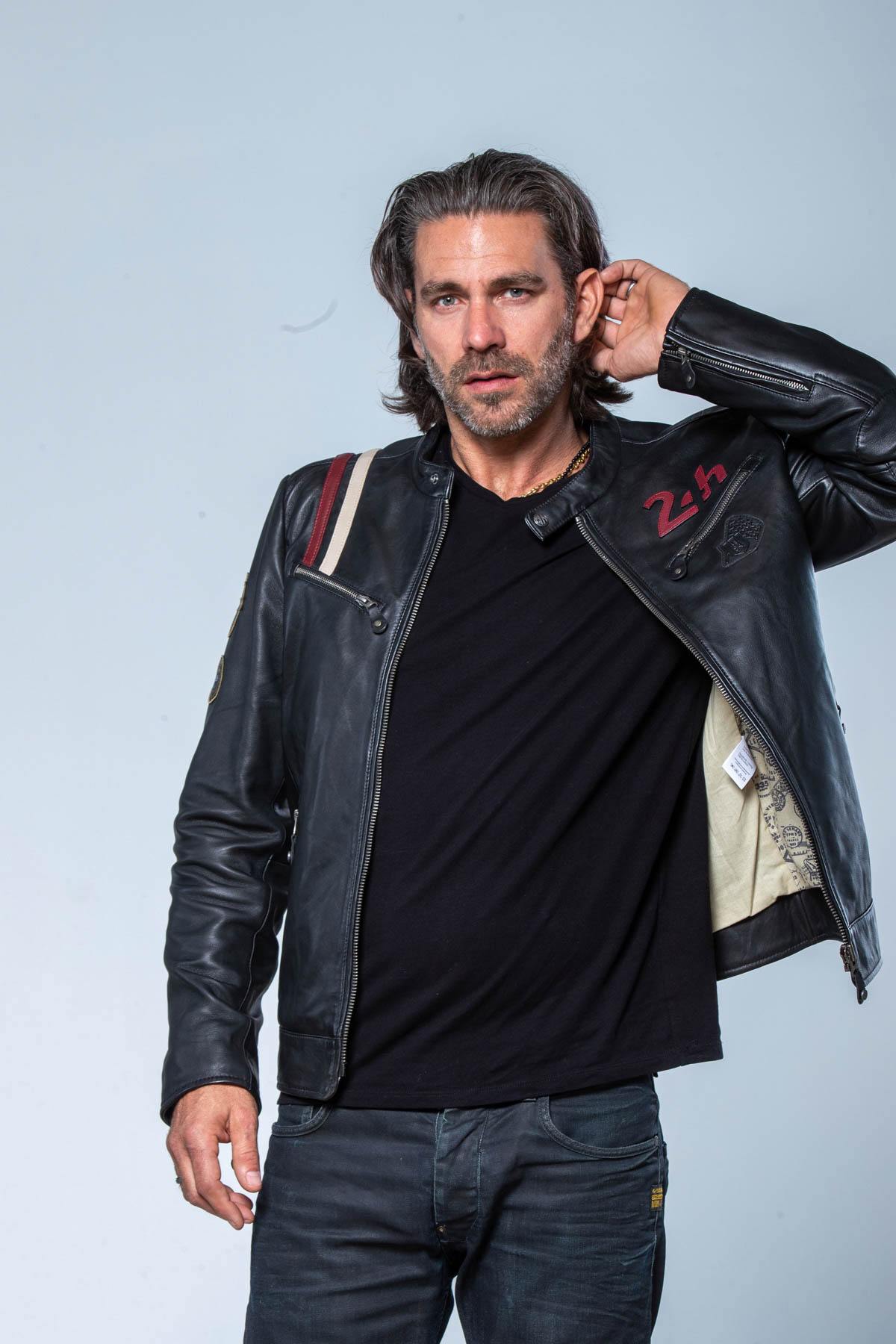 24h Le Mans black leather racing jacket - Image n°5