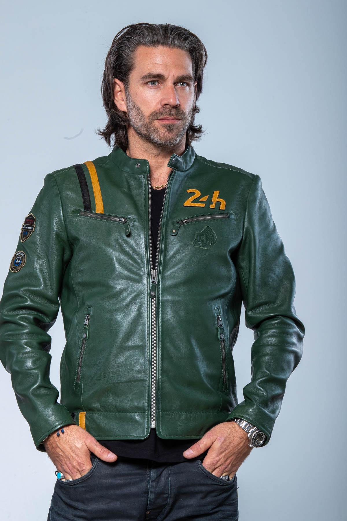 24h Le Mans green leather racing jacket - Image n°4