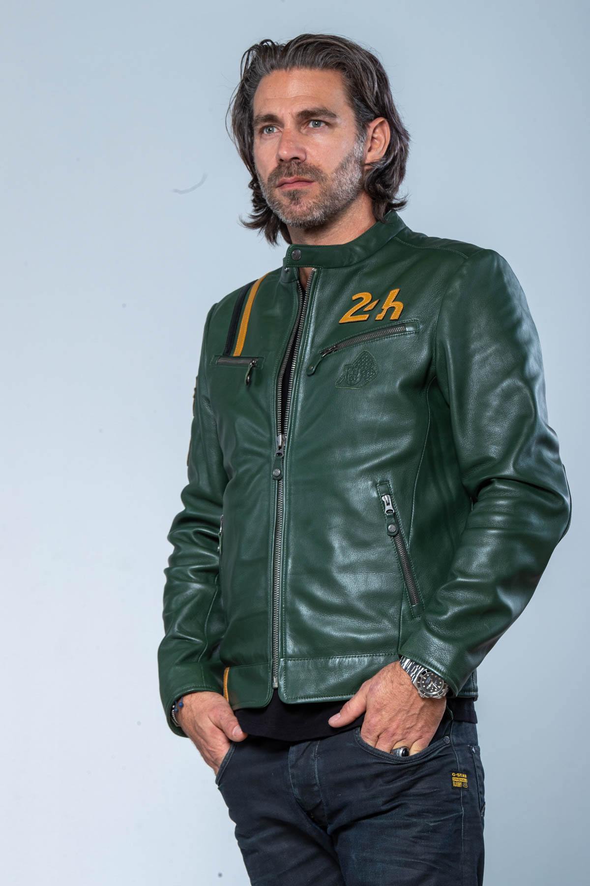 24h Le Mans green leather racing jacket - Image n°5