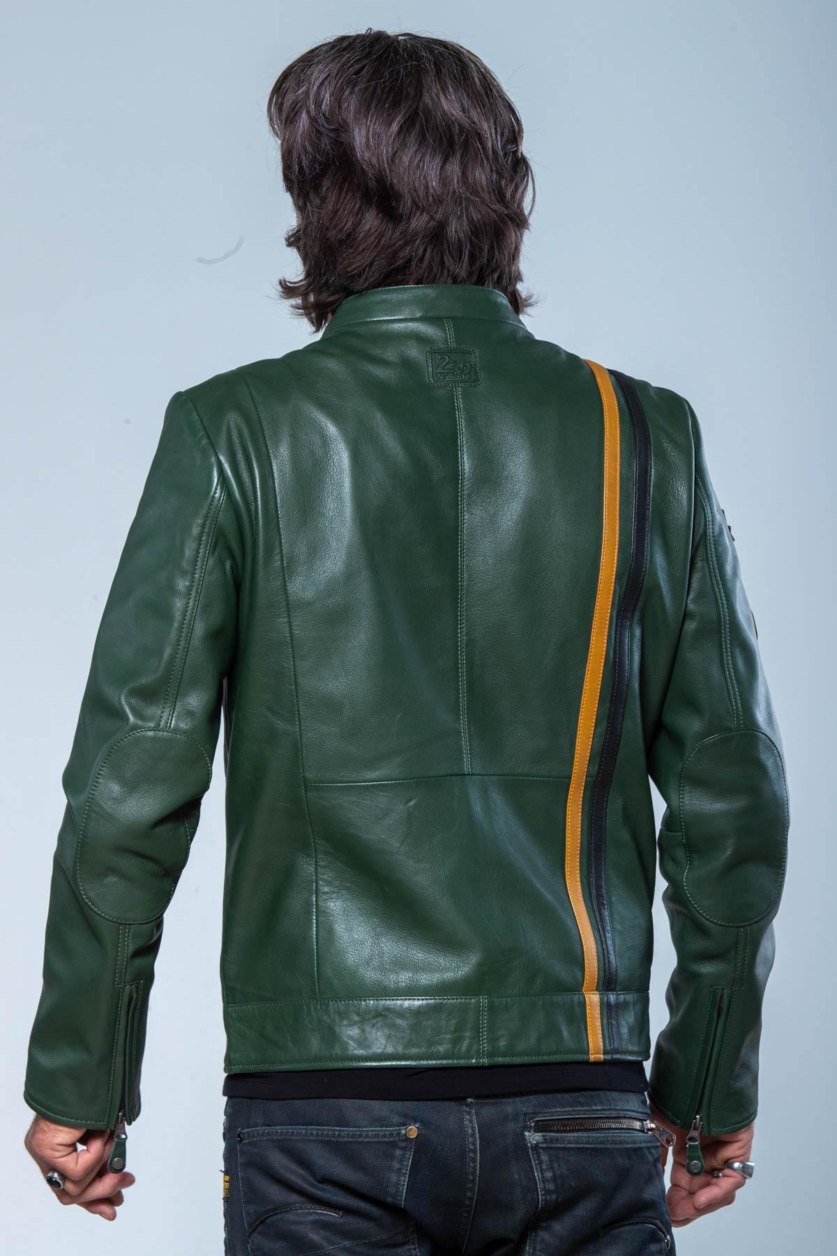 24h Le Mans green leather racing jacket - Image n°2