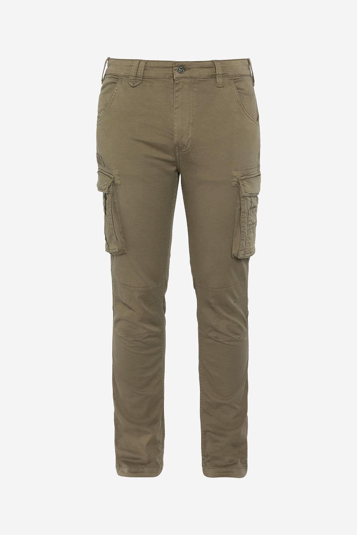 Multi-pocket khaki cargo pants - Image n°3