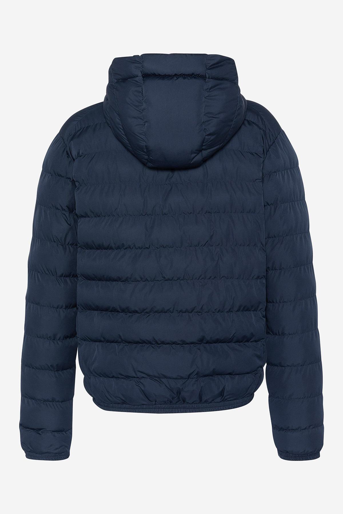 Navy blue hooded down jacket - Image n°4