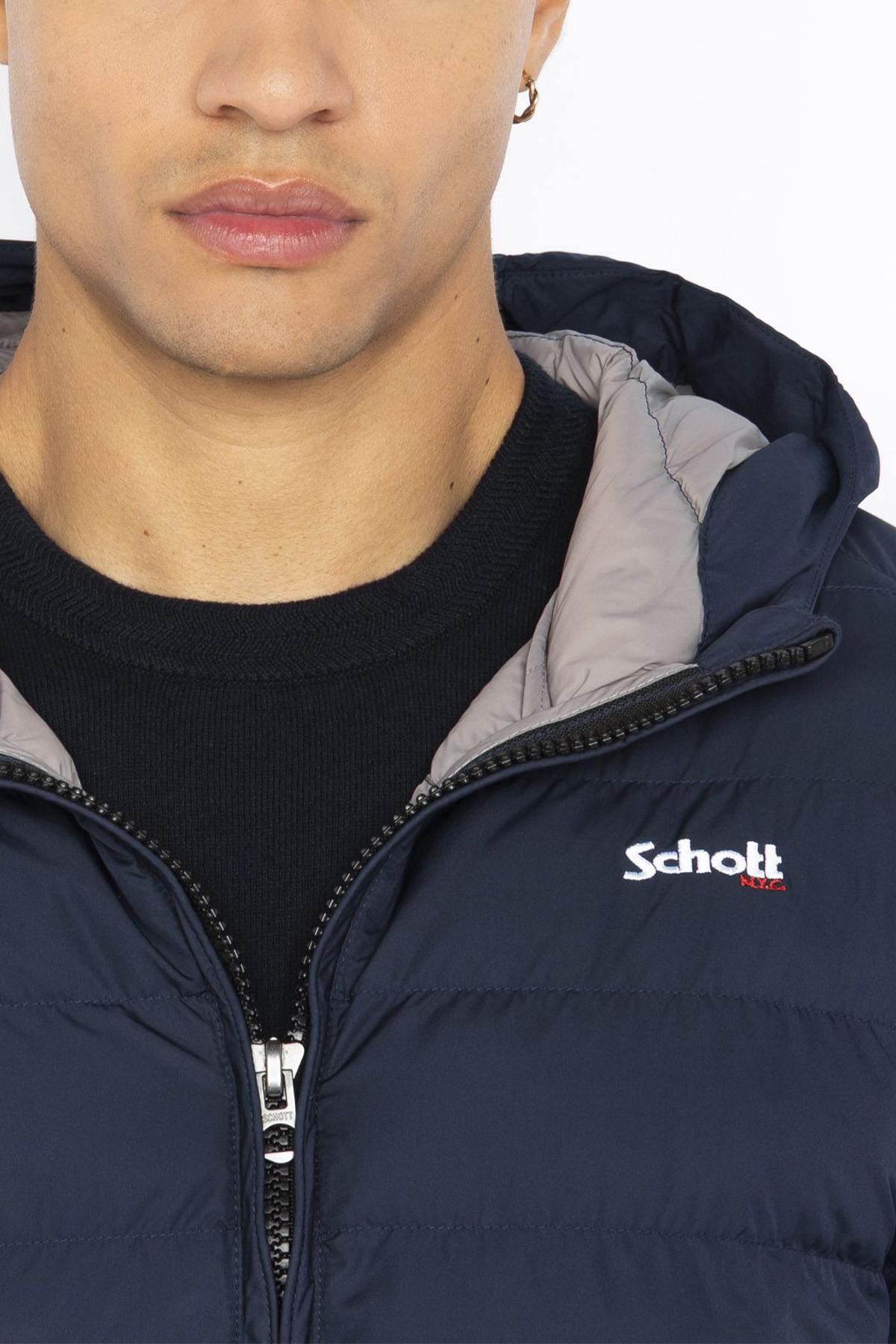 Navy blue hooded down jacket - Image n°6