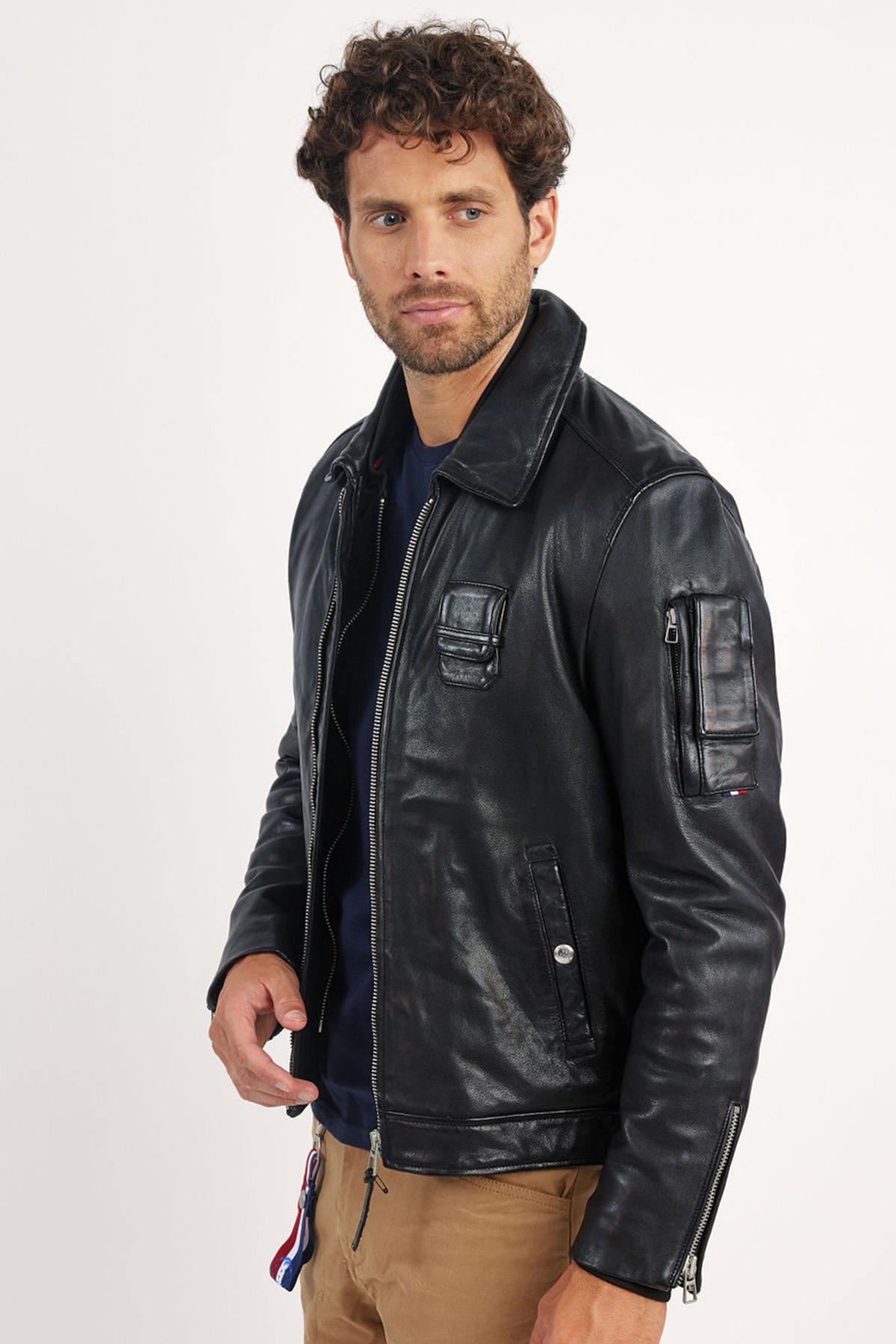 Leather jacket with shirt collar from the Patrouille de France - Image n°2