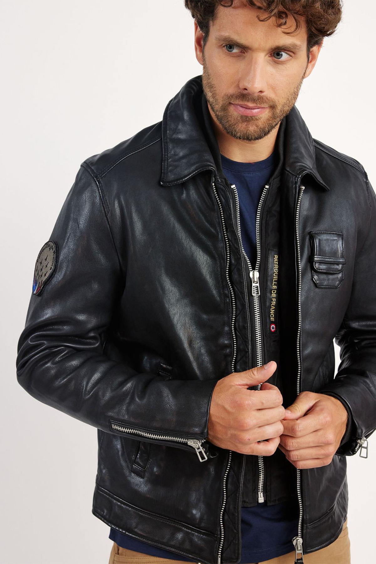 Leather jacket with shirt collar from the Patrouille de France - Image n°2