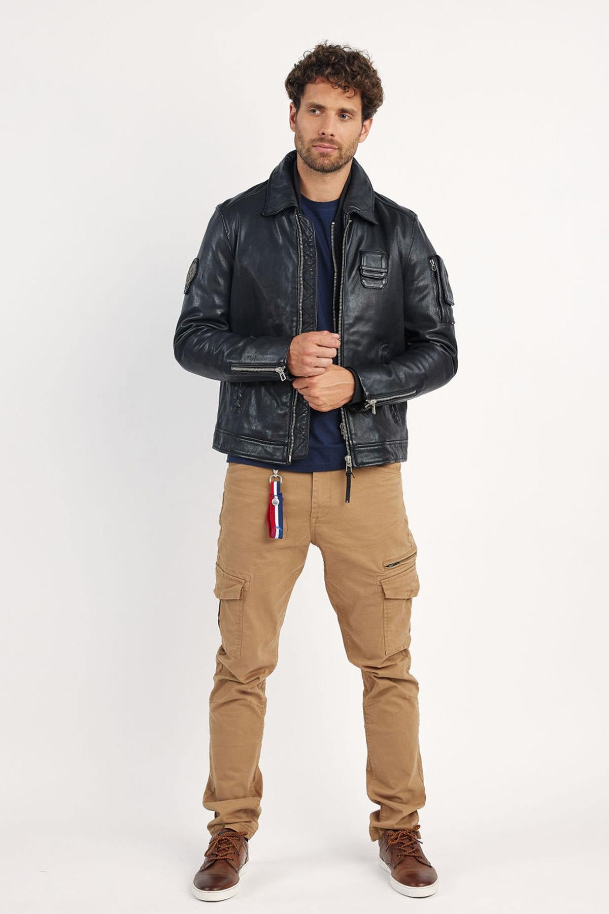 Leather jacket with shirt collar from the Patrouille de France - Image n°9