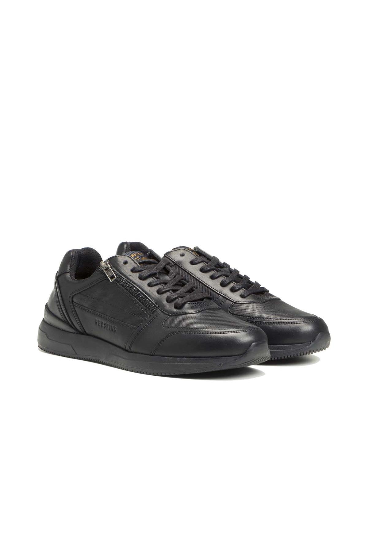 Completely black full leather sneakers - Image n°1