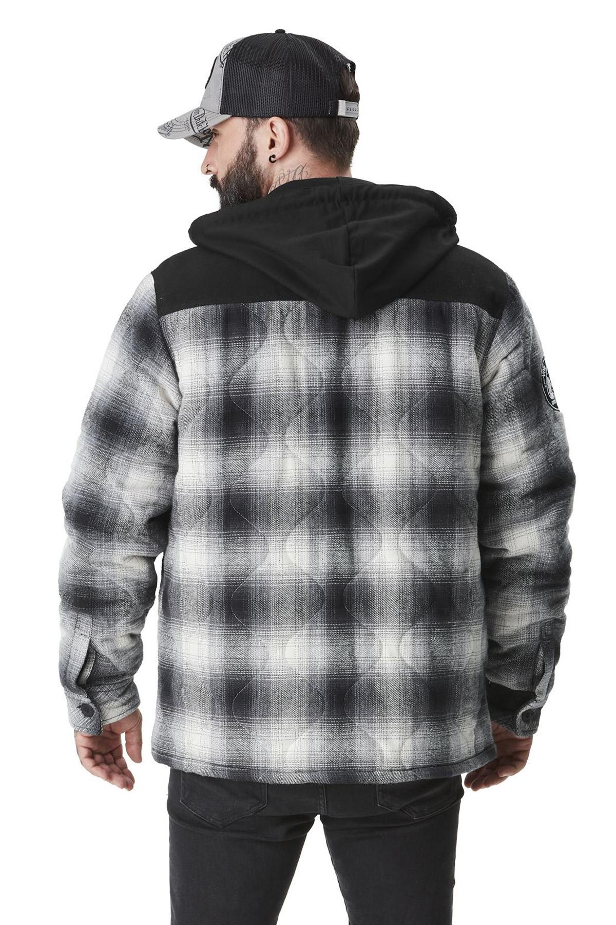 Black and white cotton plaid overshirt - Image n°6