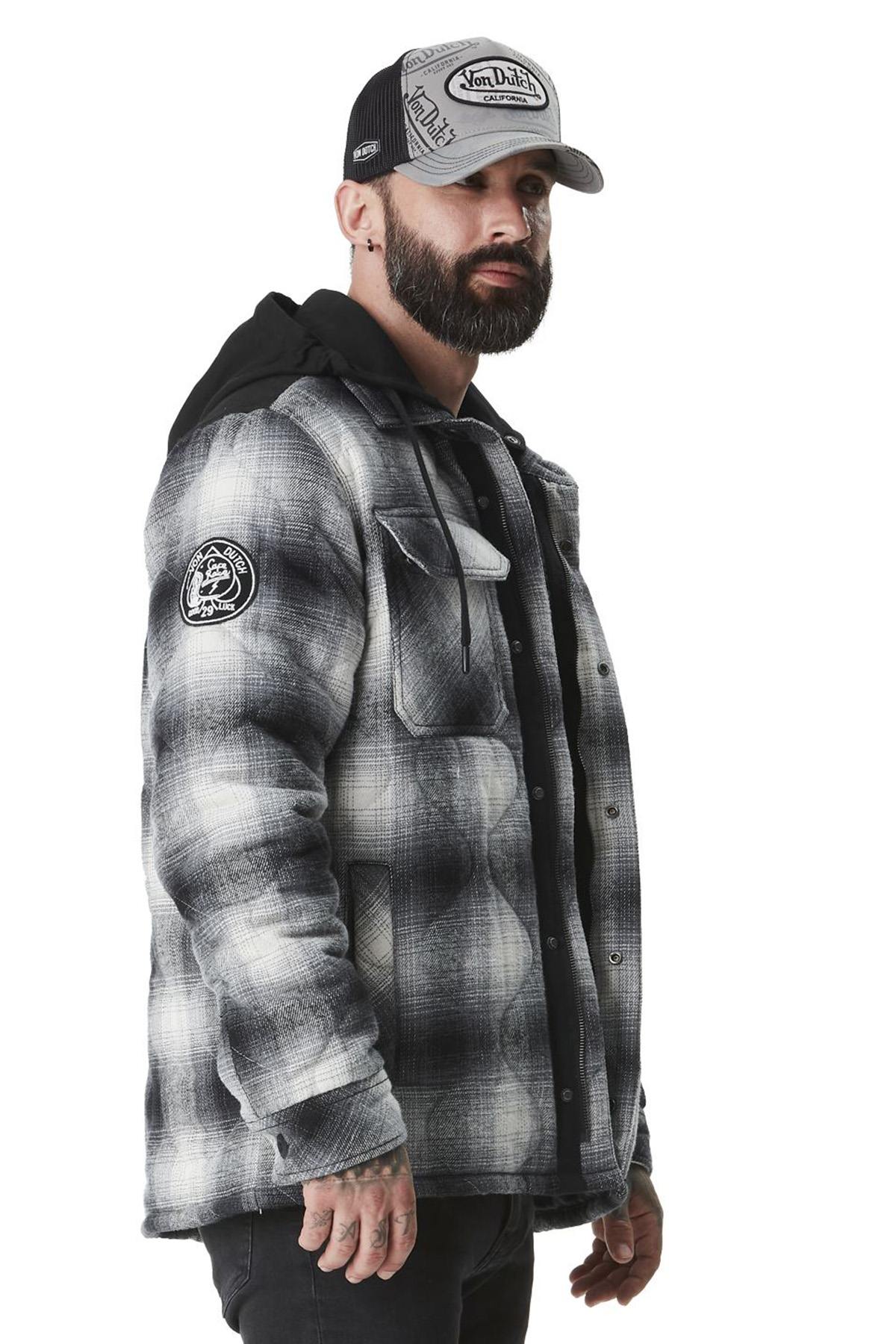 Black and white cotton plaid overshirt - Image n°4