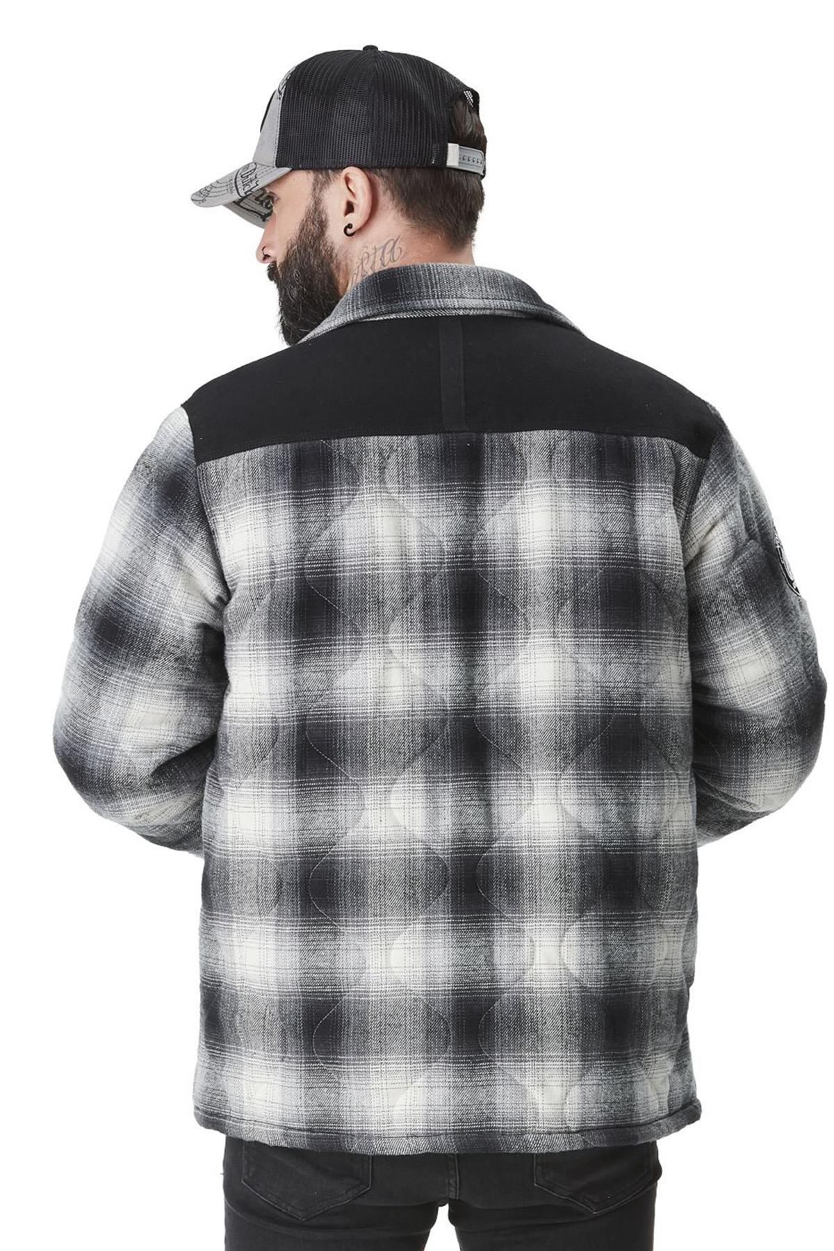 Black and white cotton plaid overshirt - Image n°2