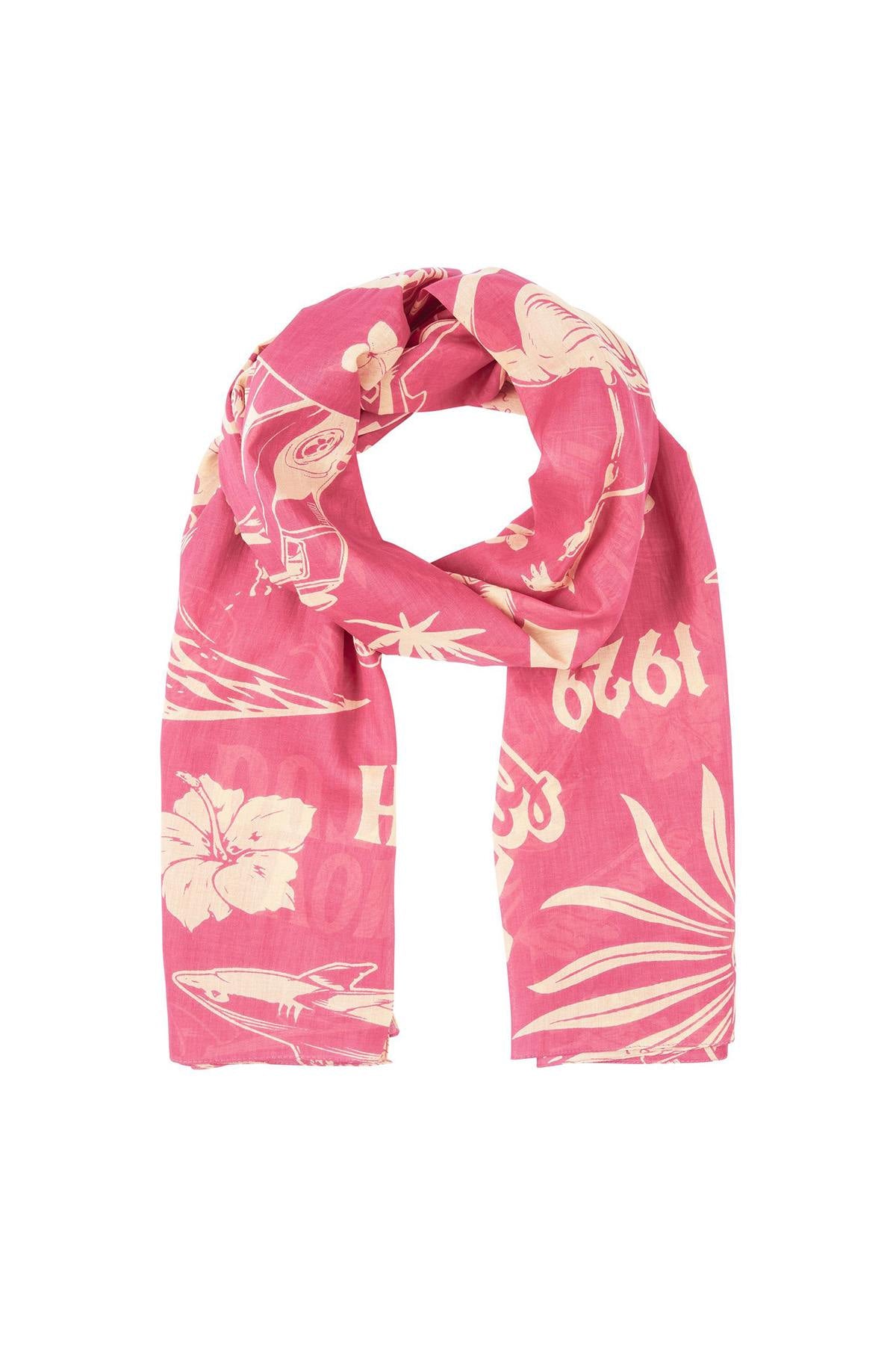 Pink tiki pattern scarf - Image n°1