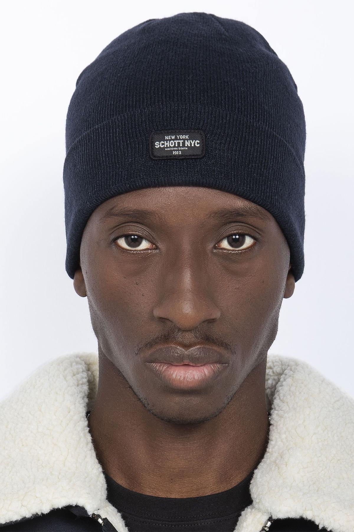 Navy blue beanie for men - Image n°1