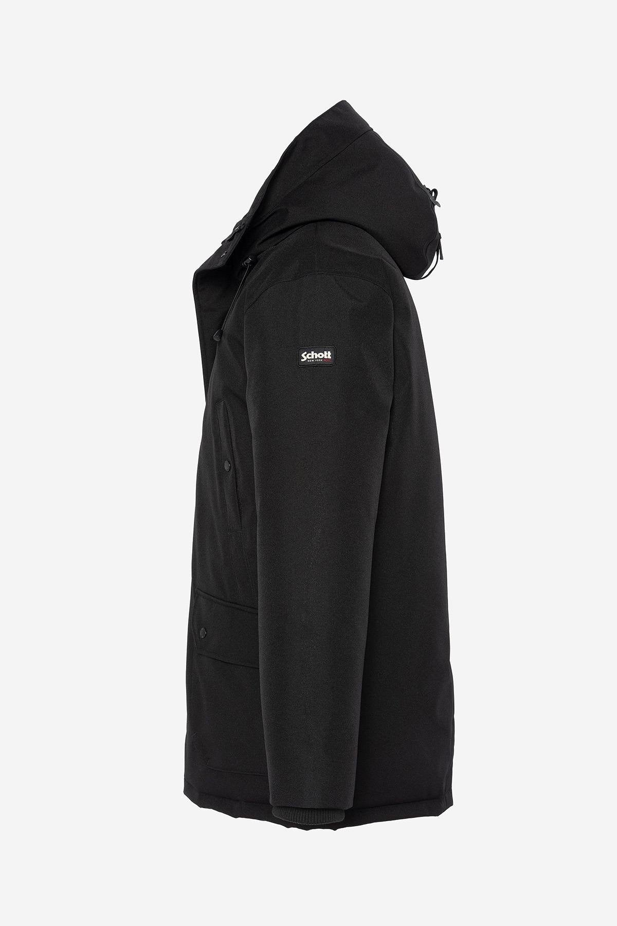 Black Hooded Textile Parka - Image n°3