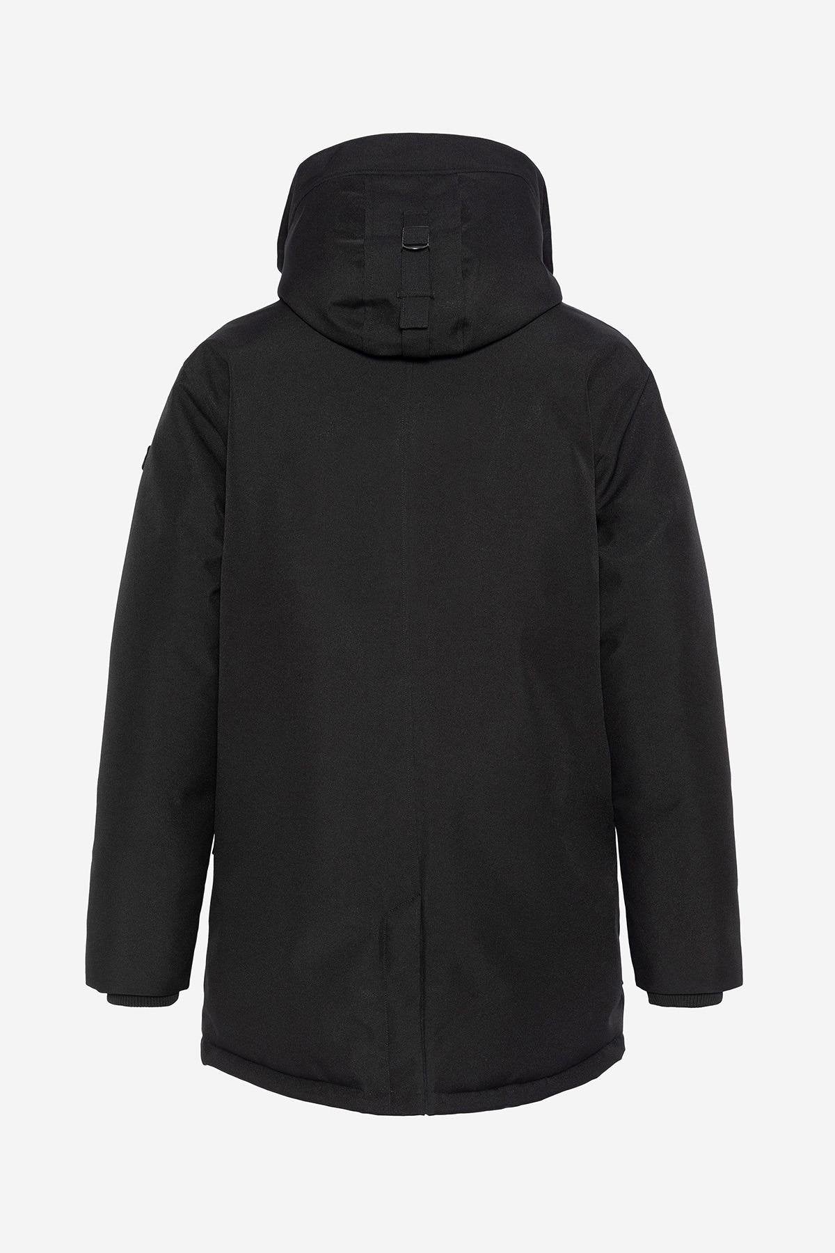 Black Hooded Textile Parka - Image n°2