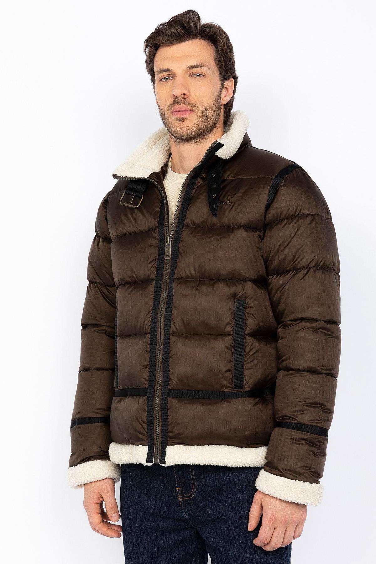 Bomber style textile down jacket - Image n°4