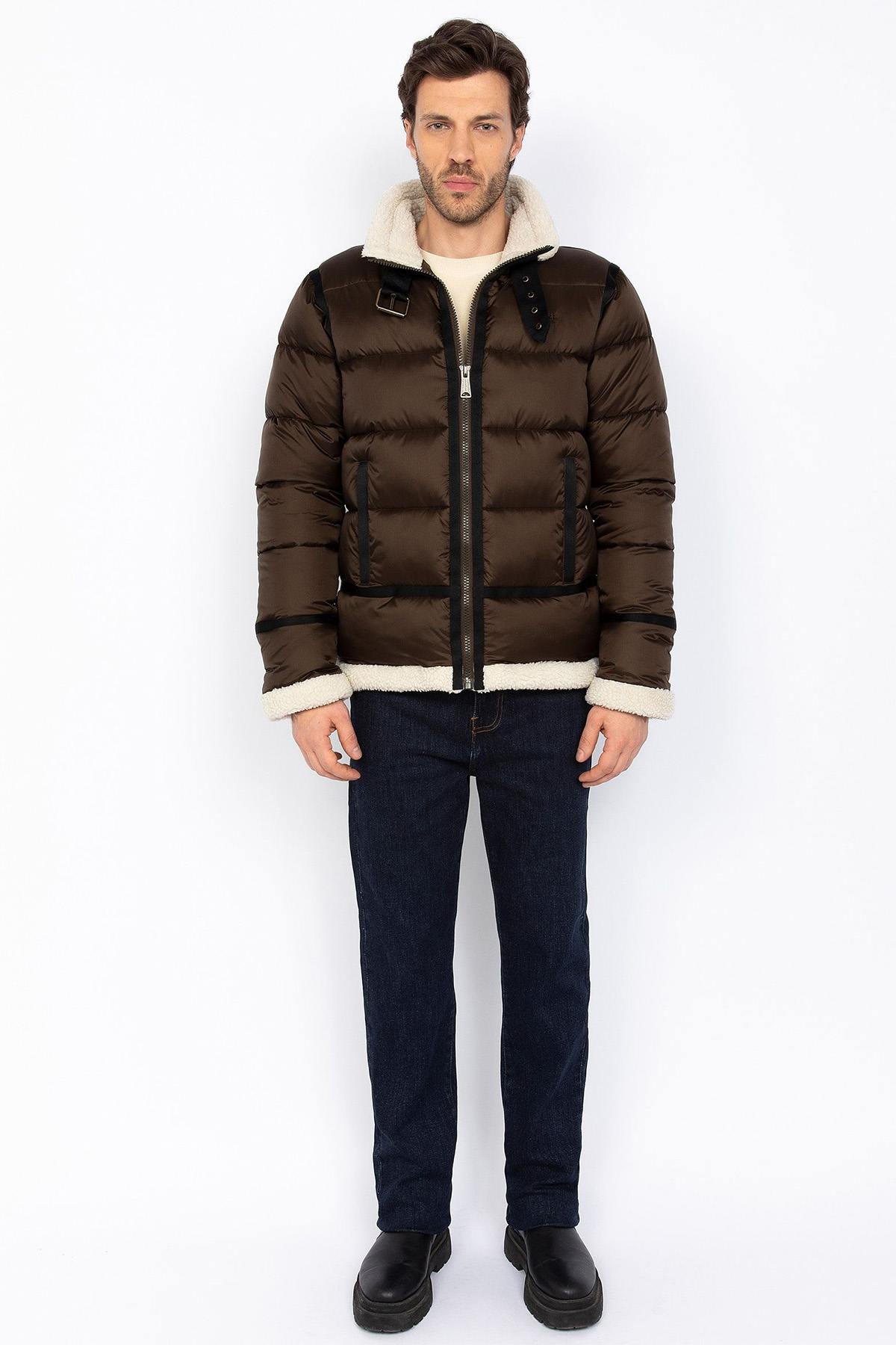 Bomber style textile down jacket - Image n°7