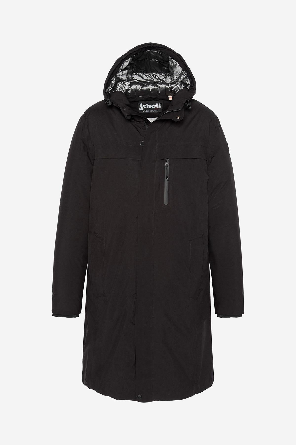 Black outdoor jacket with hood - Image n°1