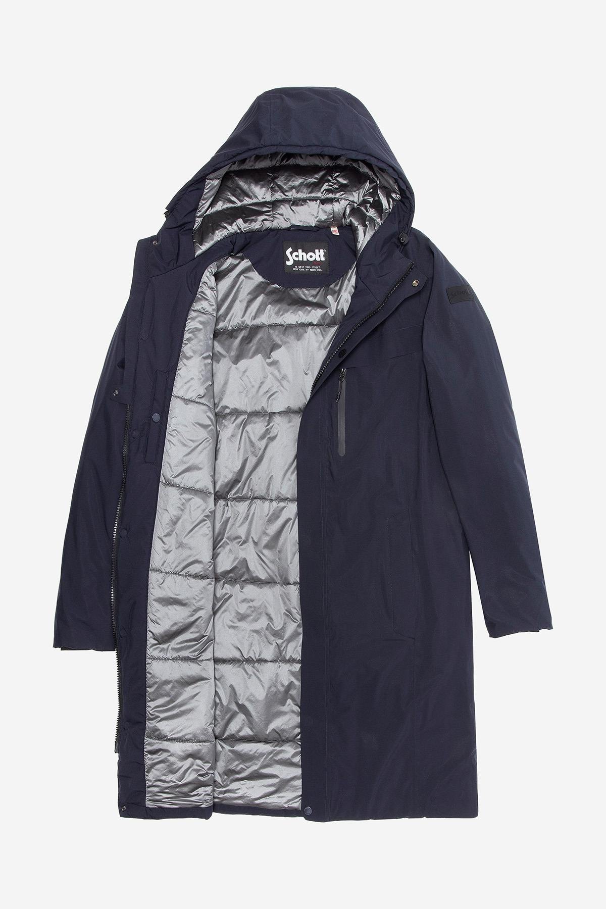 Navy blue outdoor jacket with hood - Image n°9