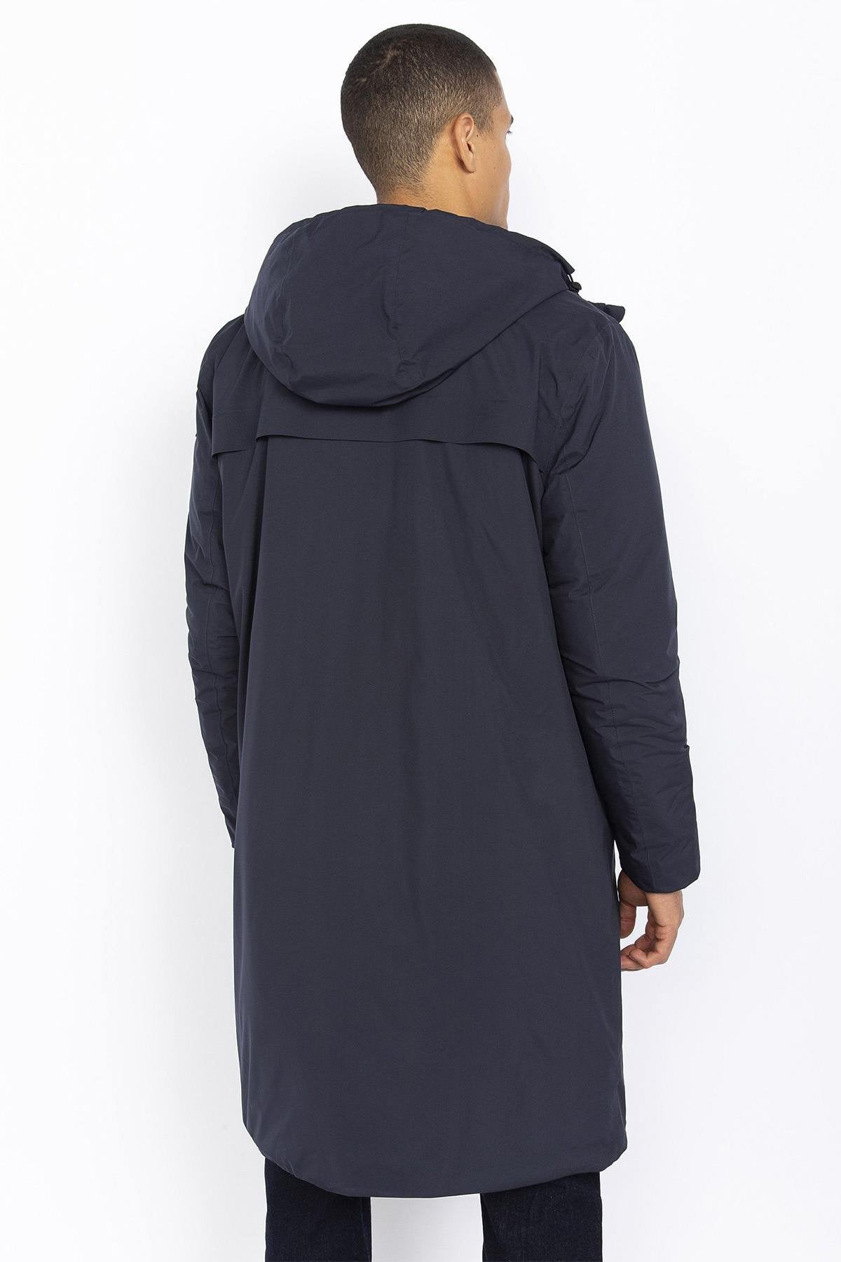 Navy blue outdoor jacket with hood - Image n°2