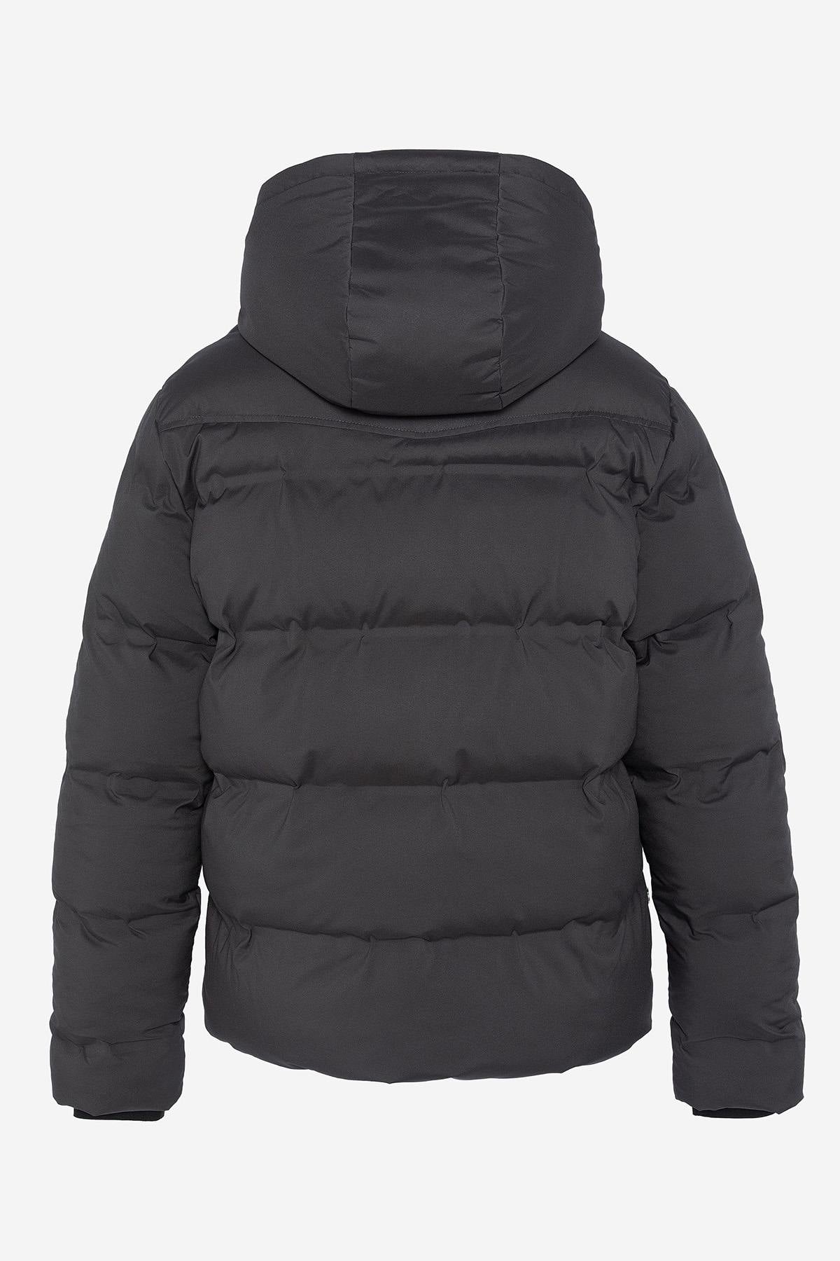 Anthracite grey hooded down jacket - Image n°5