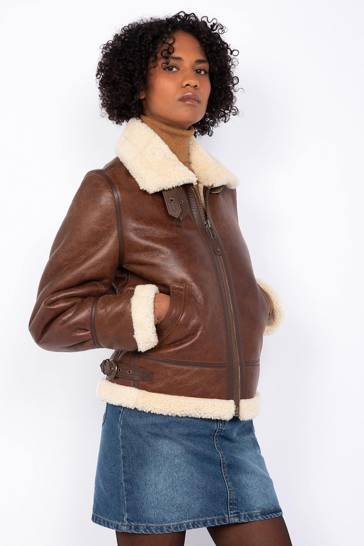 Women's Mocha Bomber Jacket - Image n°3