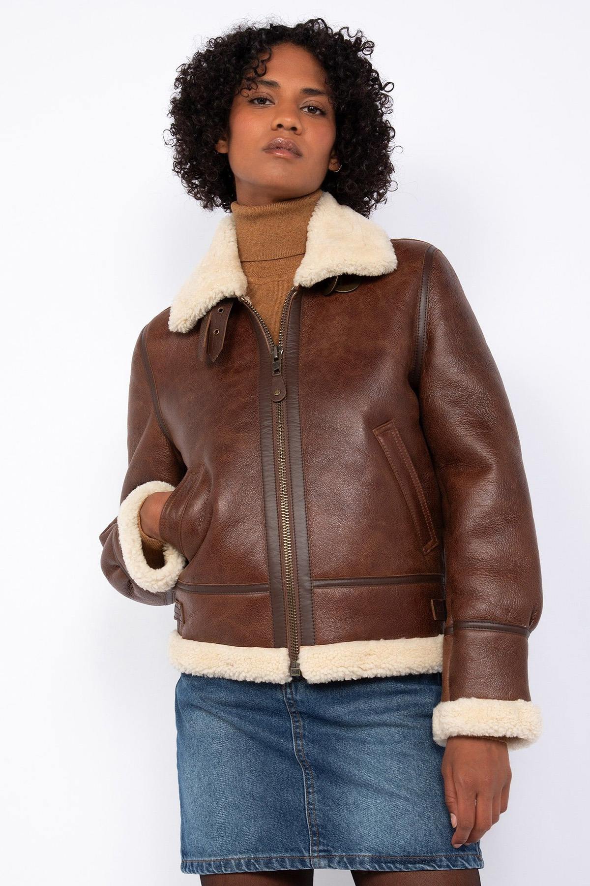 Women's Mocha Bomber Jacket - Image n°1