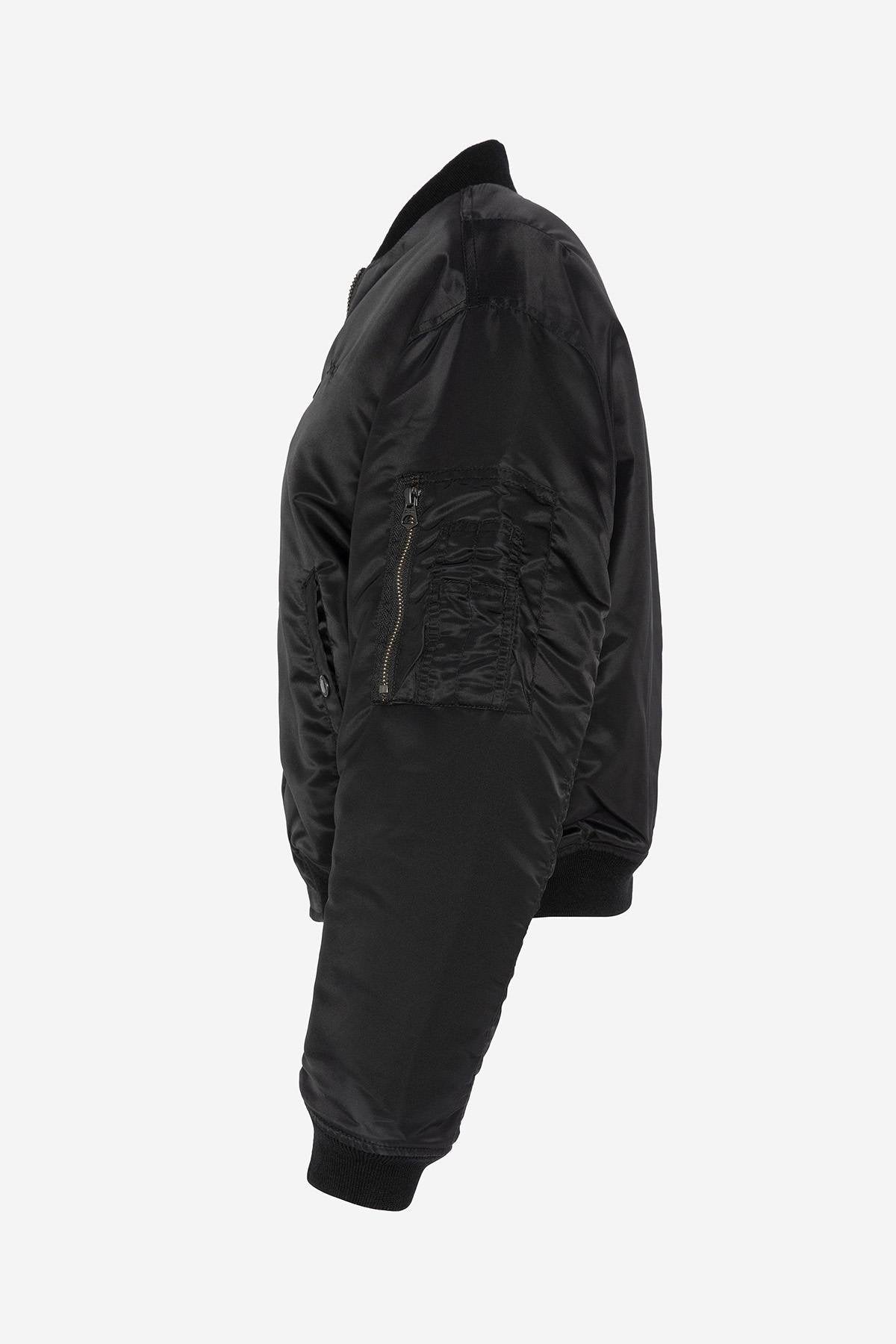 Black bomber jacket in recycled nylon, 90's cut - Image n°6