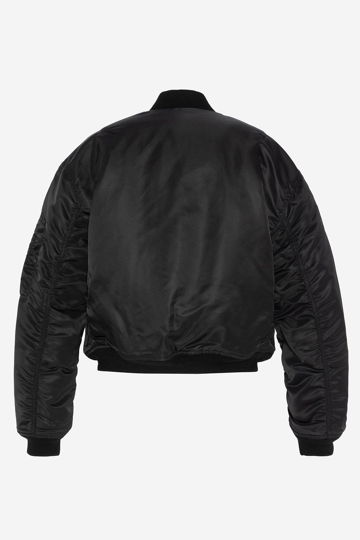 Black bomber jacket in recycled nylon, 90's cut - Image n°5