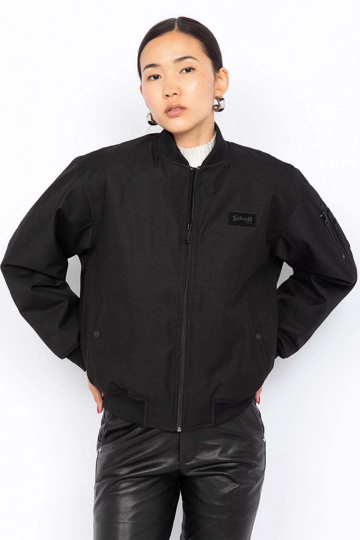 Black MA-1 Bomber with Velcro Logo - Image n°1