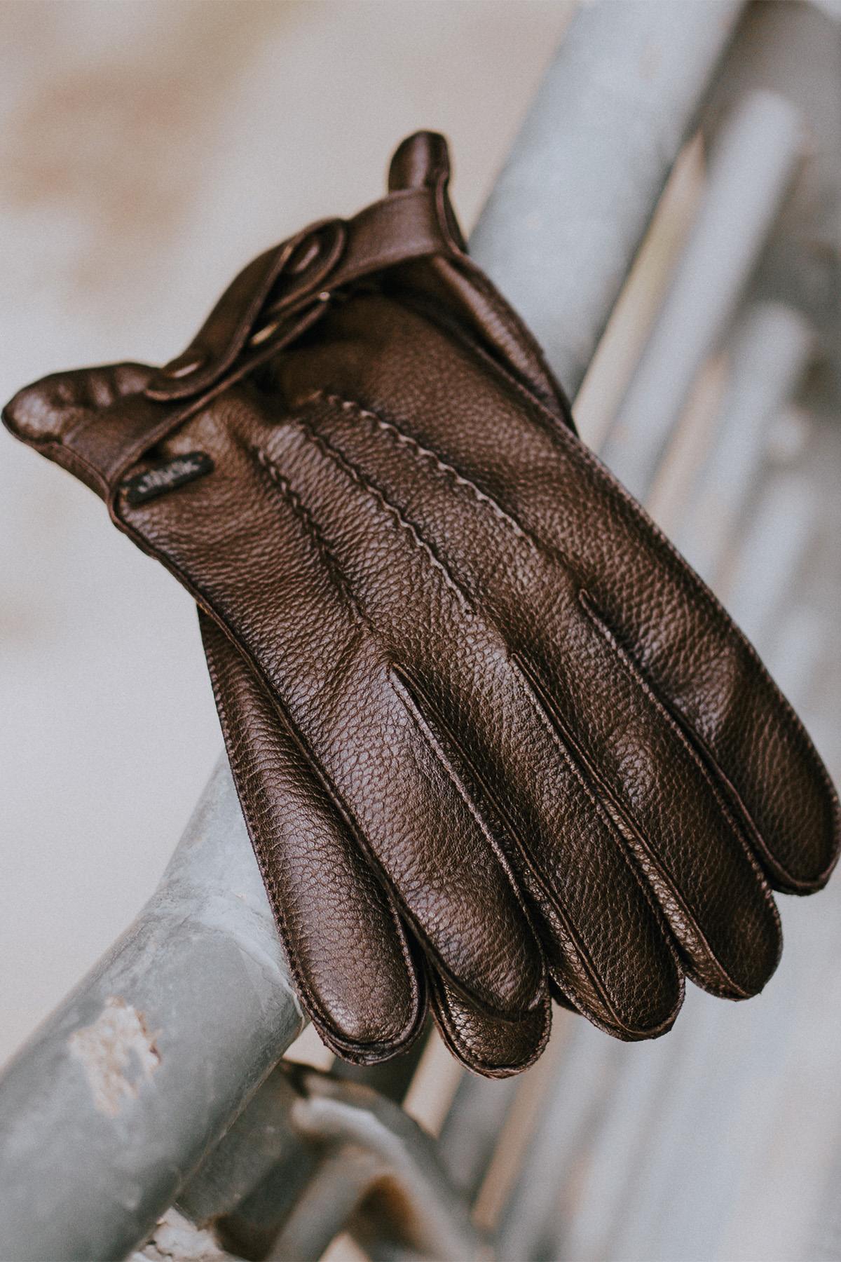 Dark brown gentleman's leather glove - Image n°4