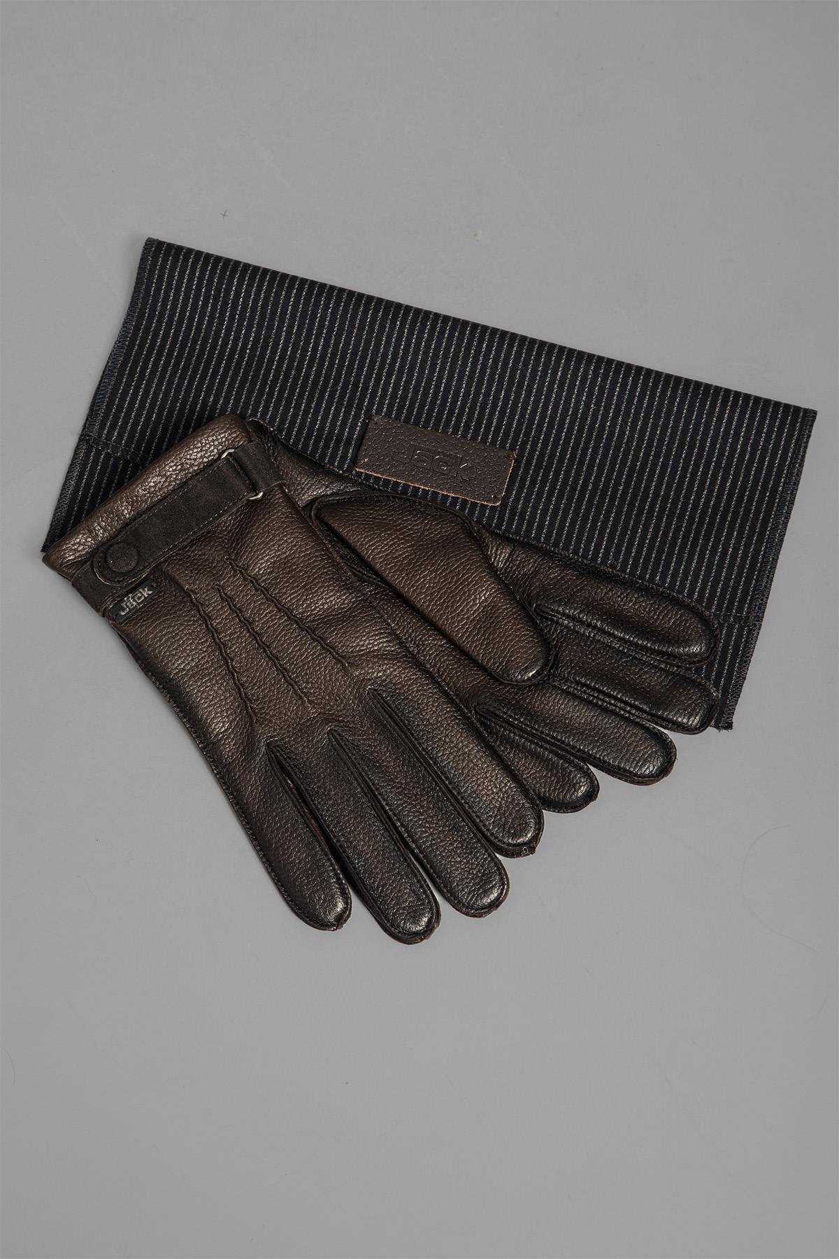 Dark brown gentleman's leather glove - Image n°7