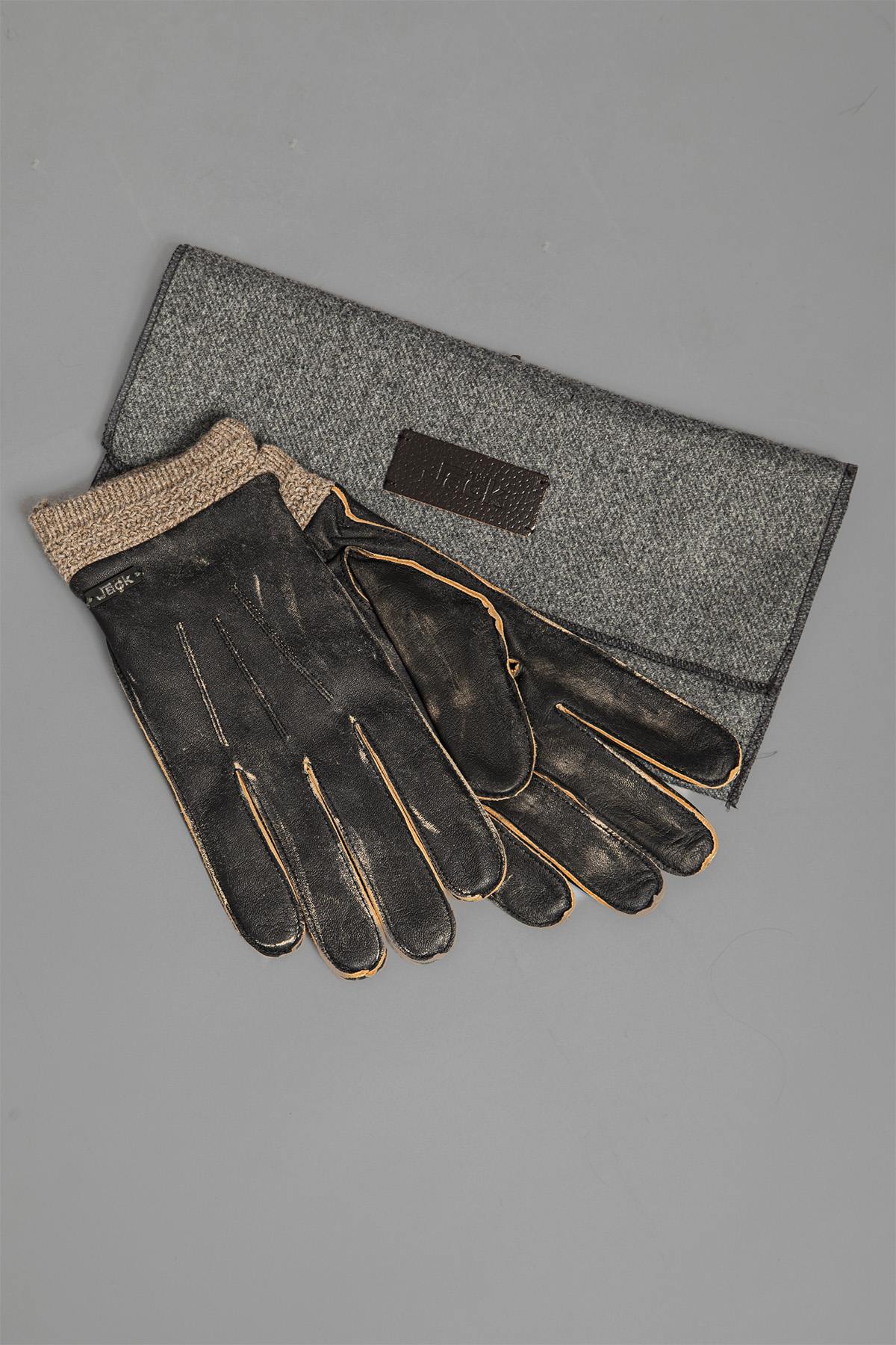 Gentleman's leather gloves with a worn effect - Image n°7