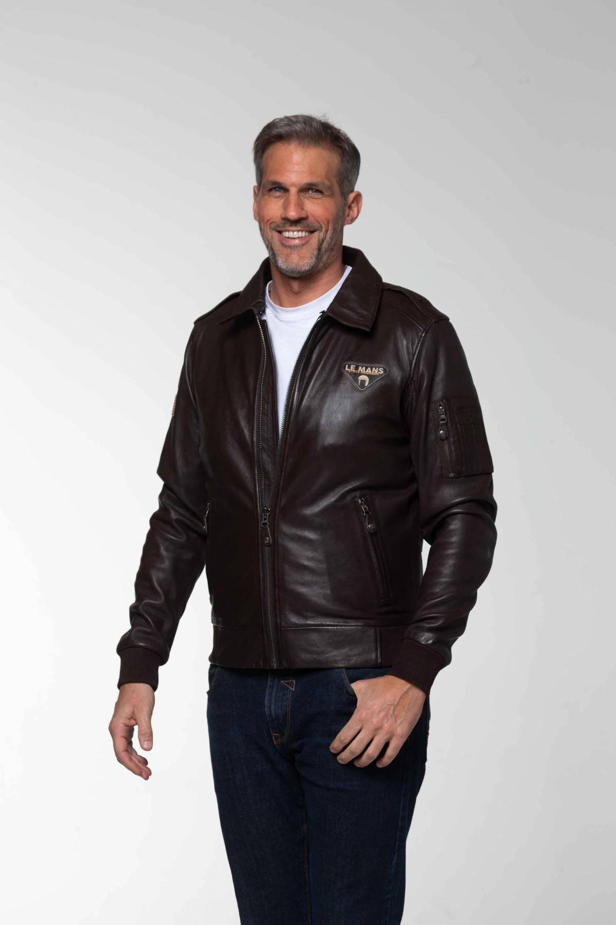 Steve McQueen Dark Brown Leather Bomber Jacket - Image n°5