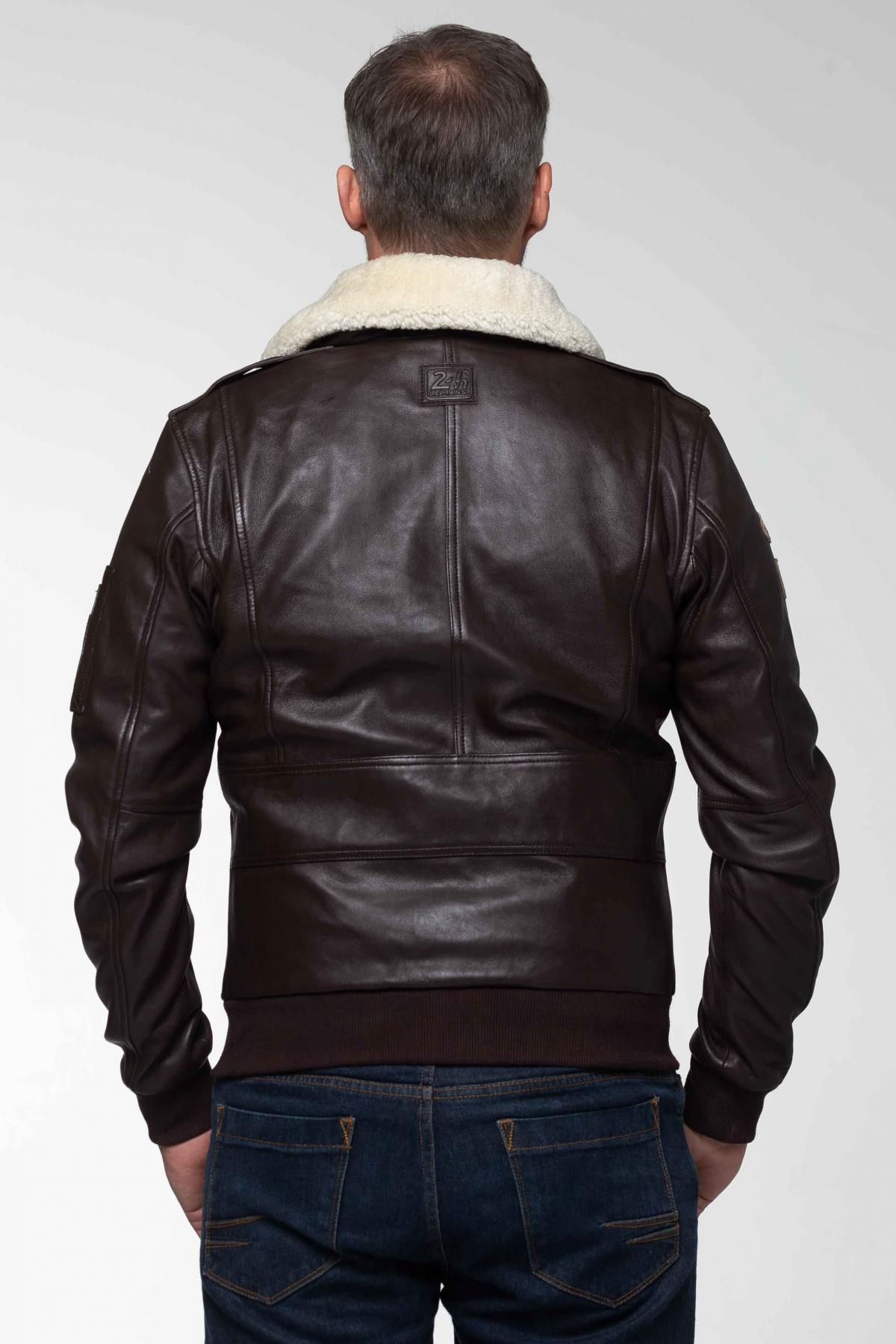 Steve McQueen Dark Brown Leather Bomber Jacket - Image n°4