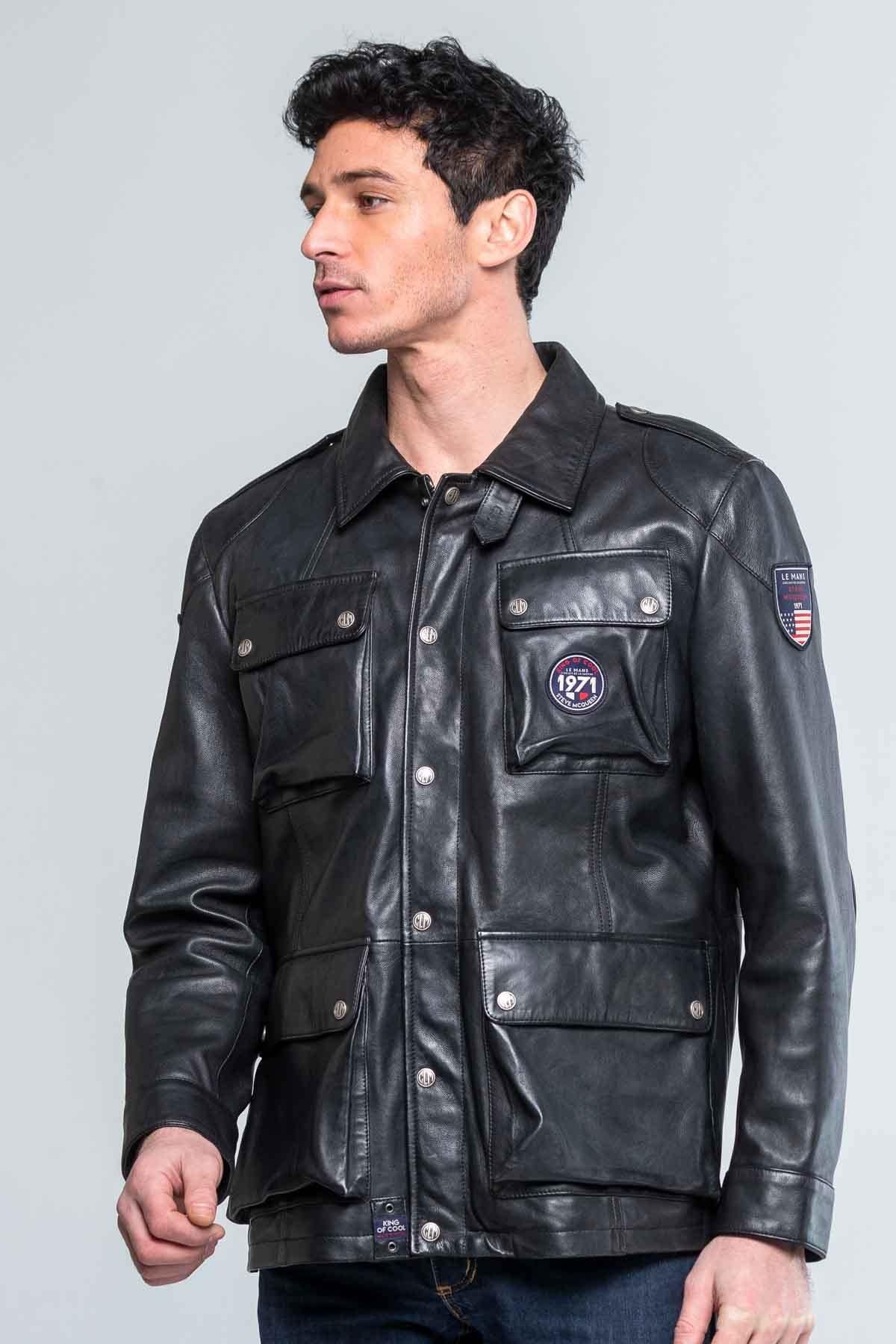 Steve McQueen Black Leather Work Jacket - Image n°3