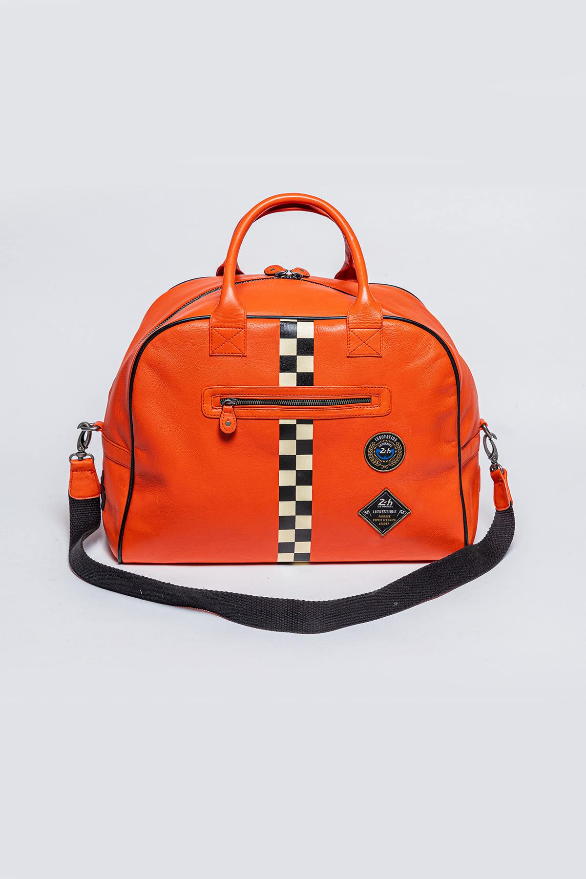 24H Le Mans Orange Leather Handbag - Image n°1