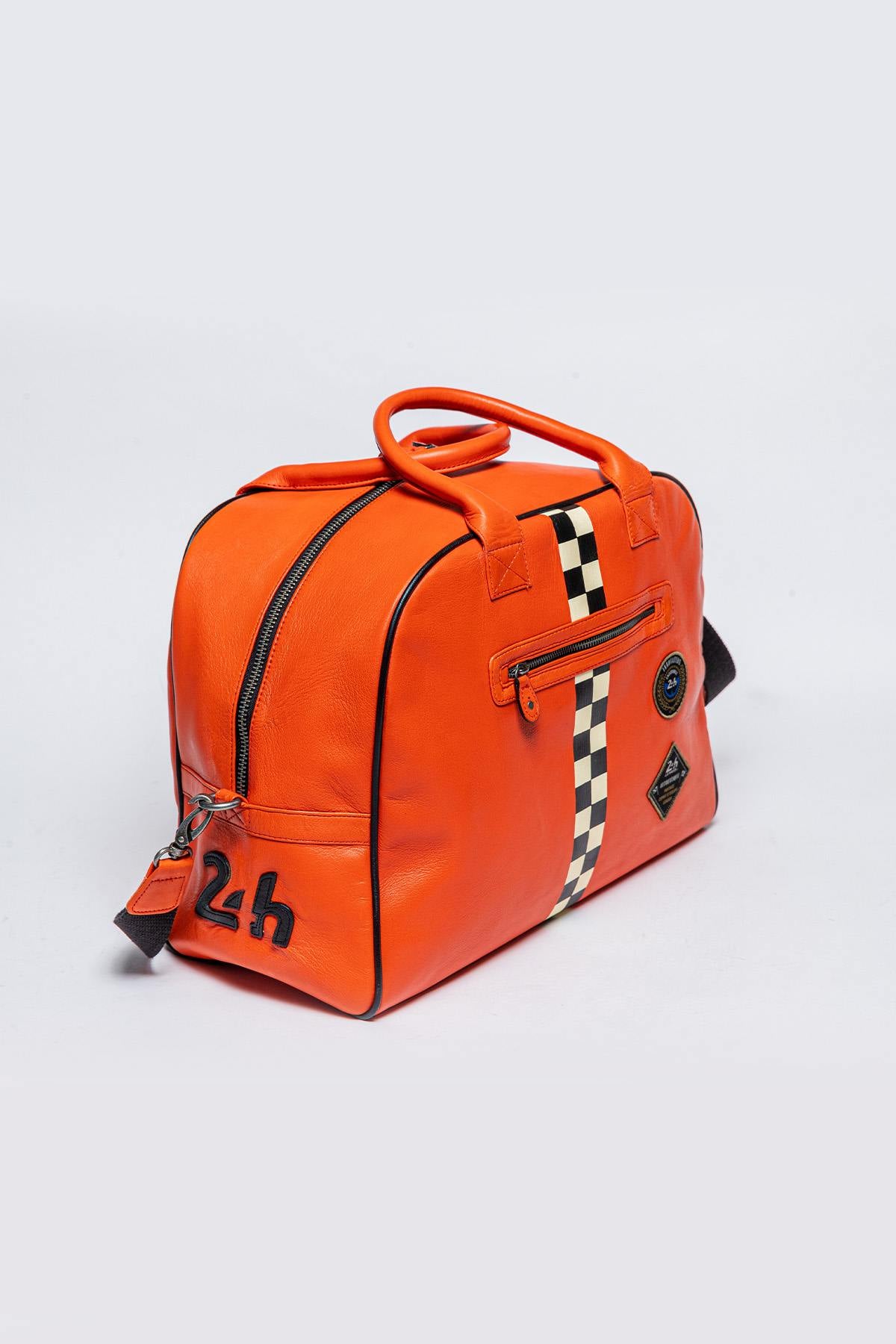 24H Le Mans Orange Leather Handbag - Image n°3