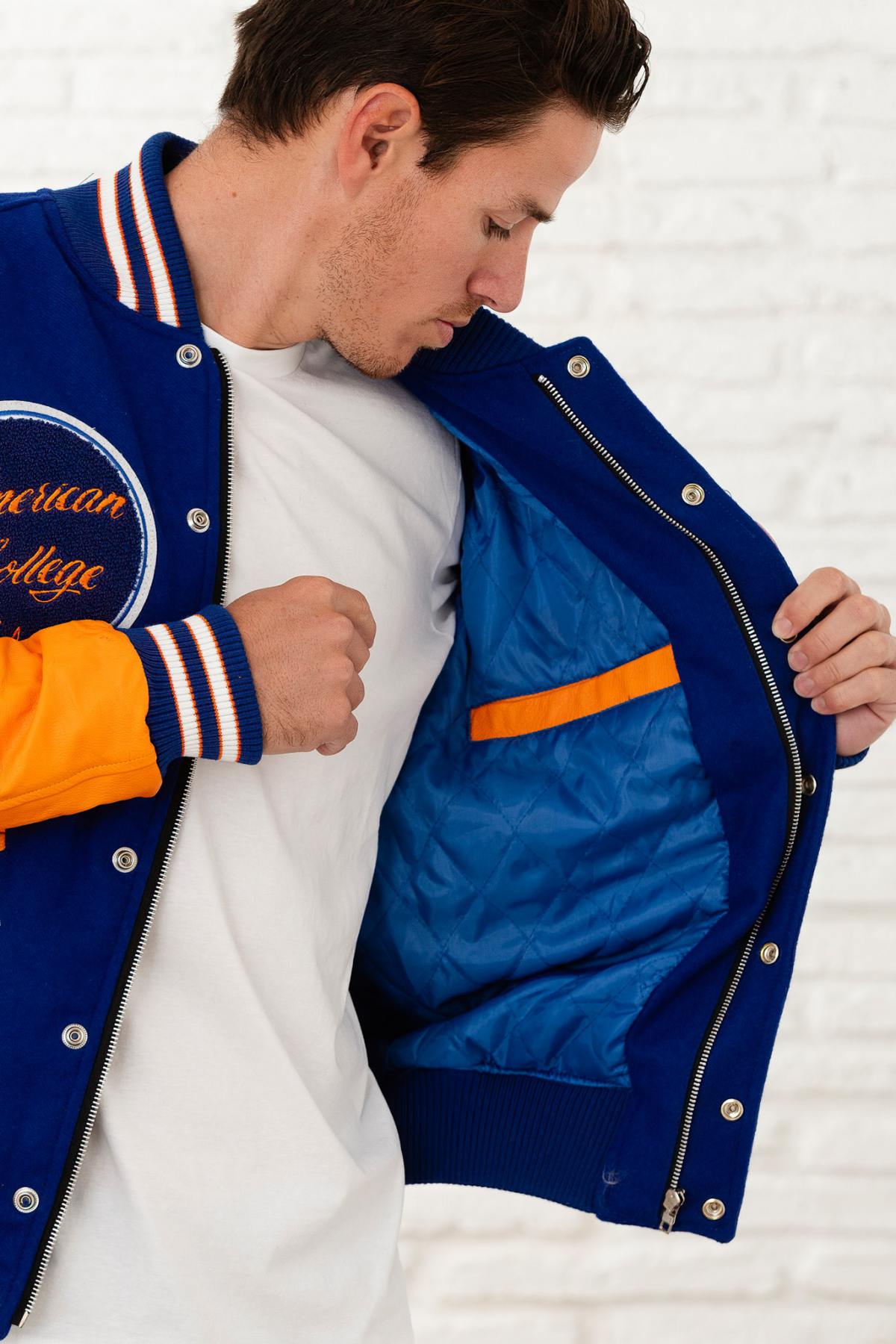 American style blue and orange varsity teddy - Image n°8