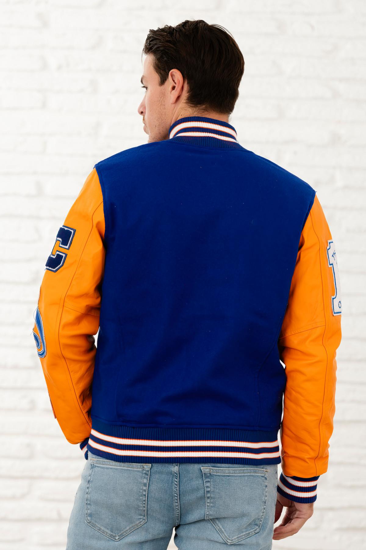 American style blue and orange varsity teddy - Image n°4