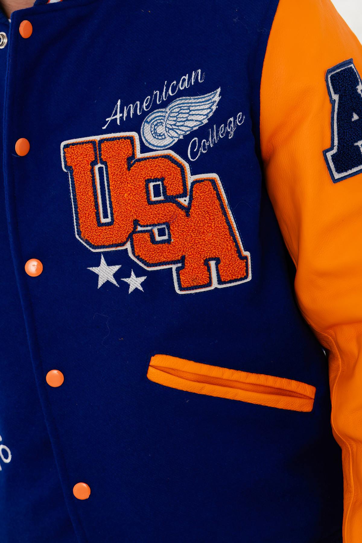 American style blue and orange varsity teddy - Image n°6