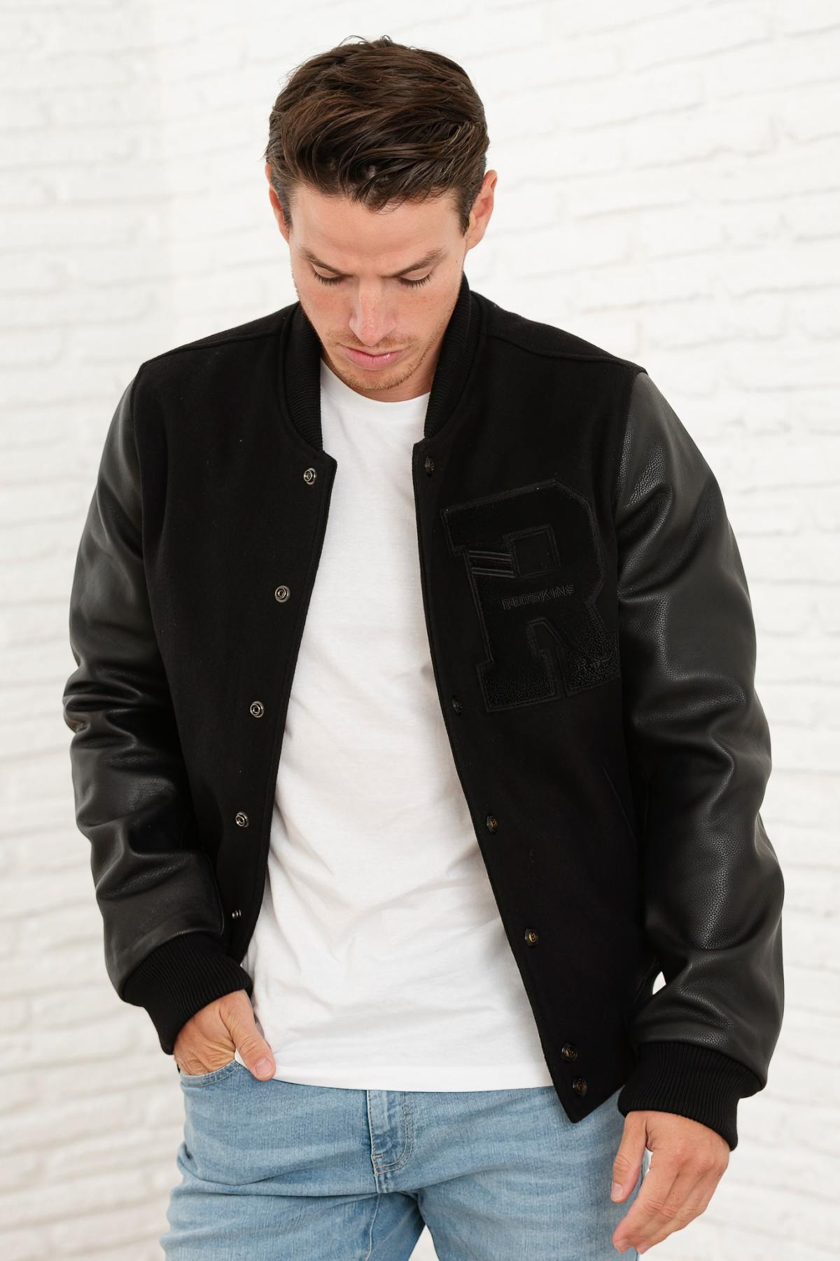 Black leather varsity teddy - Image n°3