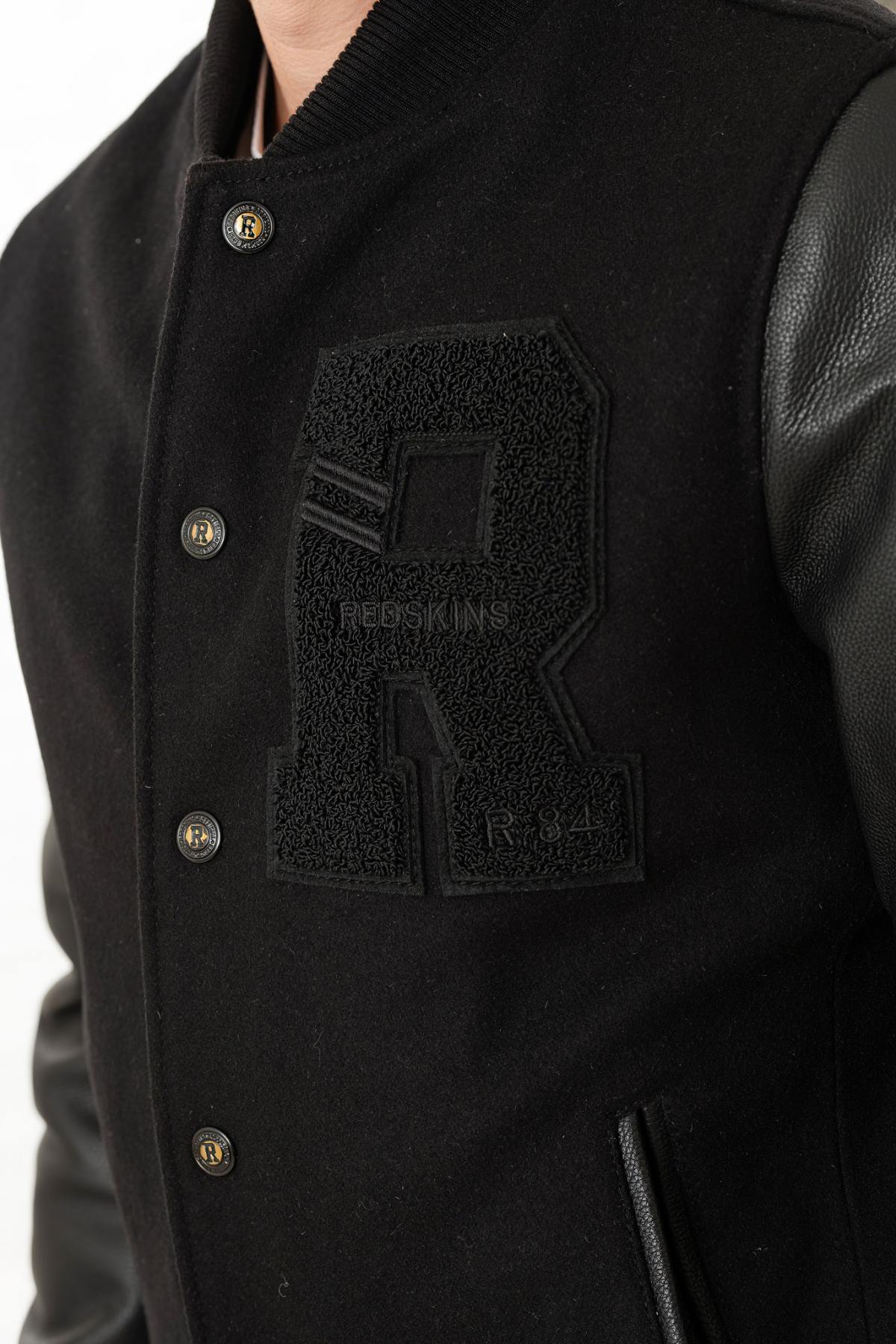 Black leather varsity teddy - Image n°2