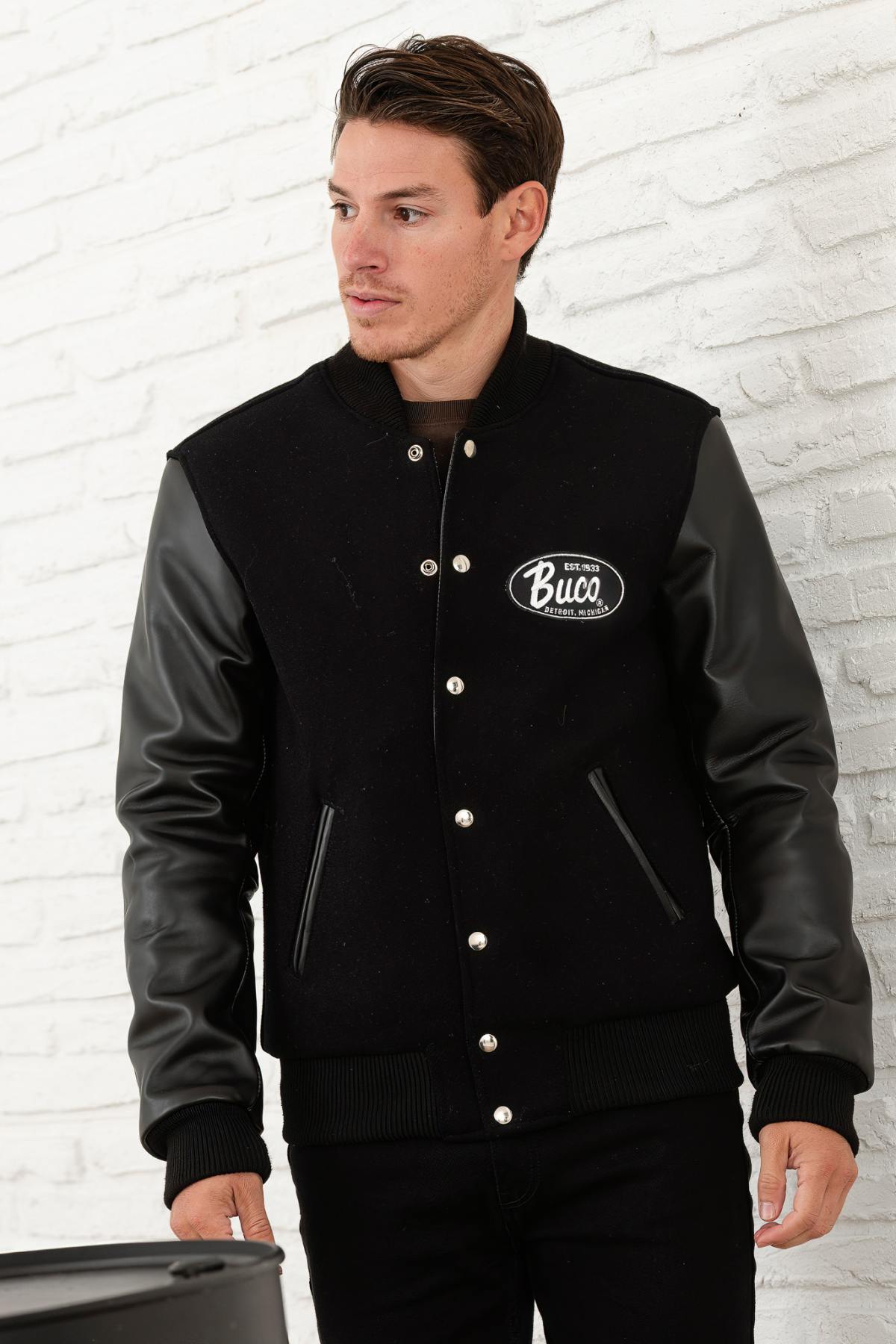 Black Teddy jacket with white logo - Image n°3