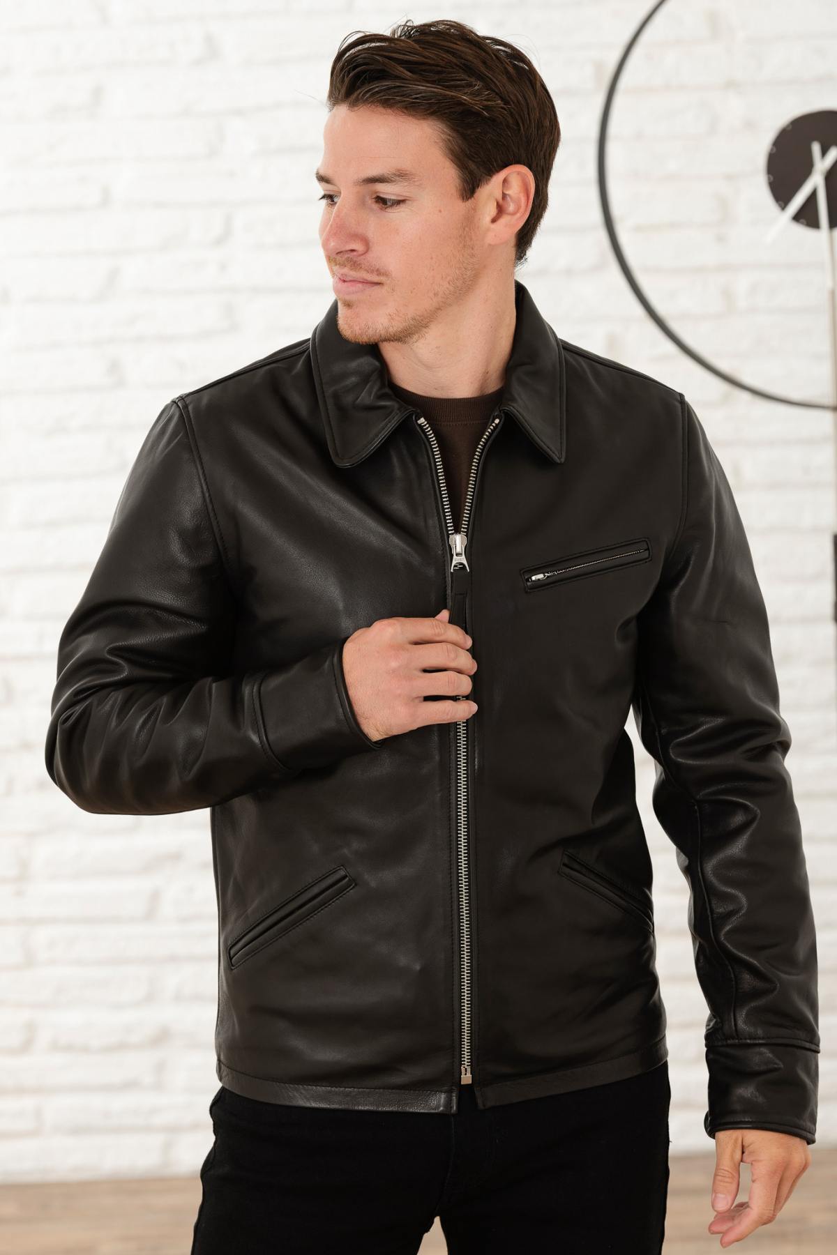 Black genuine leather jacket - Image n°8