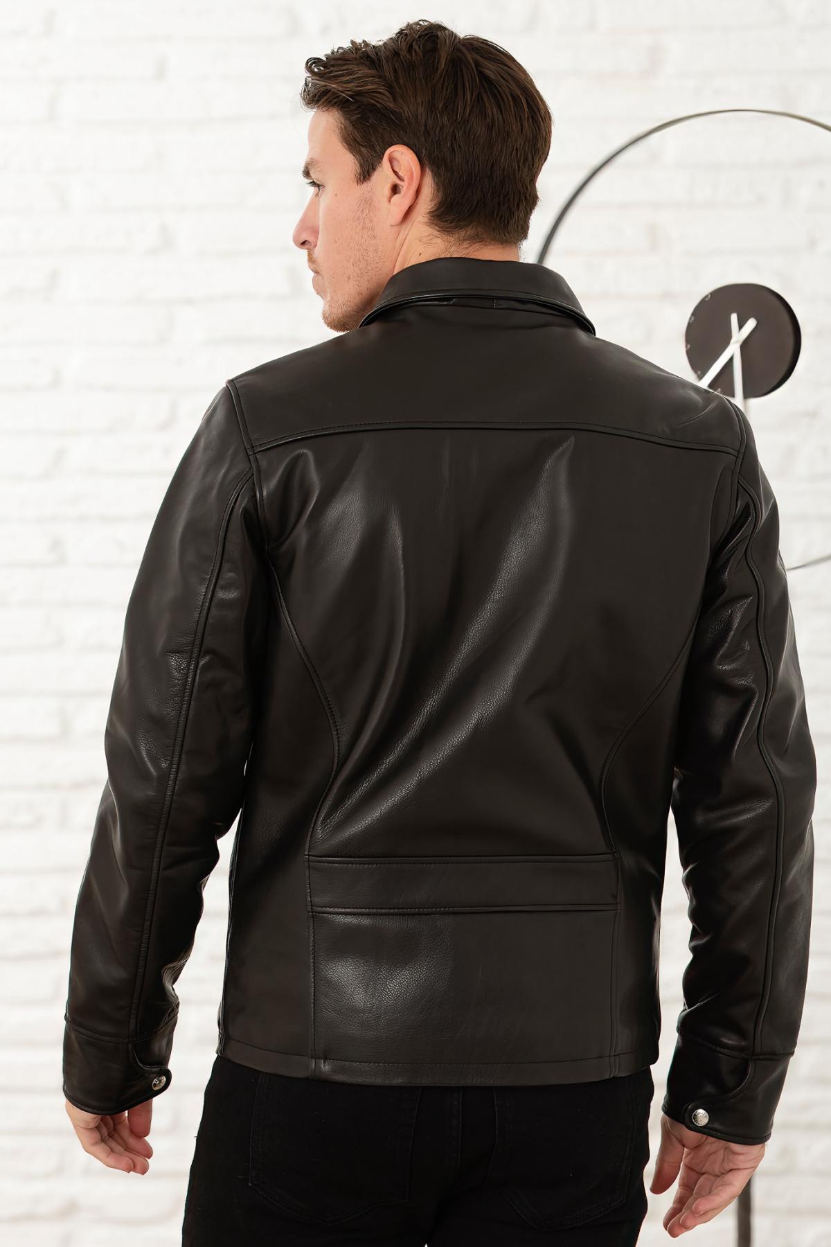 Black genuine leather jacket - Image n°2